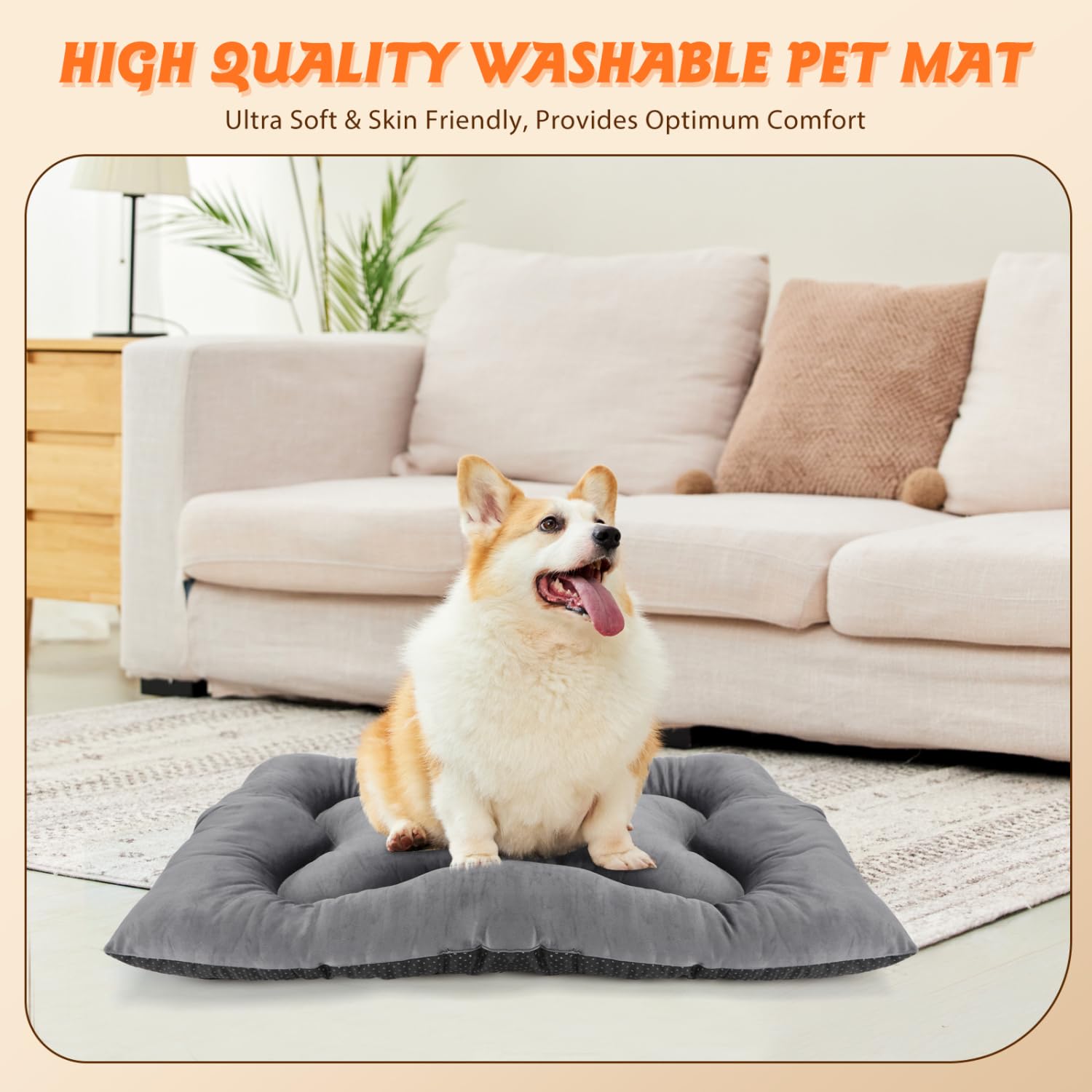 Nobleza Warm Dog Sleep Bed Mat For Cold, Winter Self-Heating Beds Pet Cat Crate Pad Fluffy Comfy Kennel Anti-Slip For Small Medium Dog Kitten, Lightweight Sleeping Dog Travel Mat For Outdoor Indoor