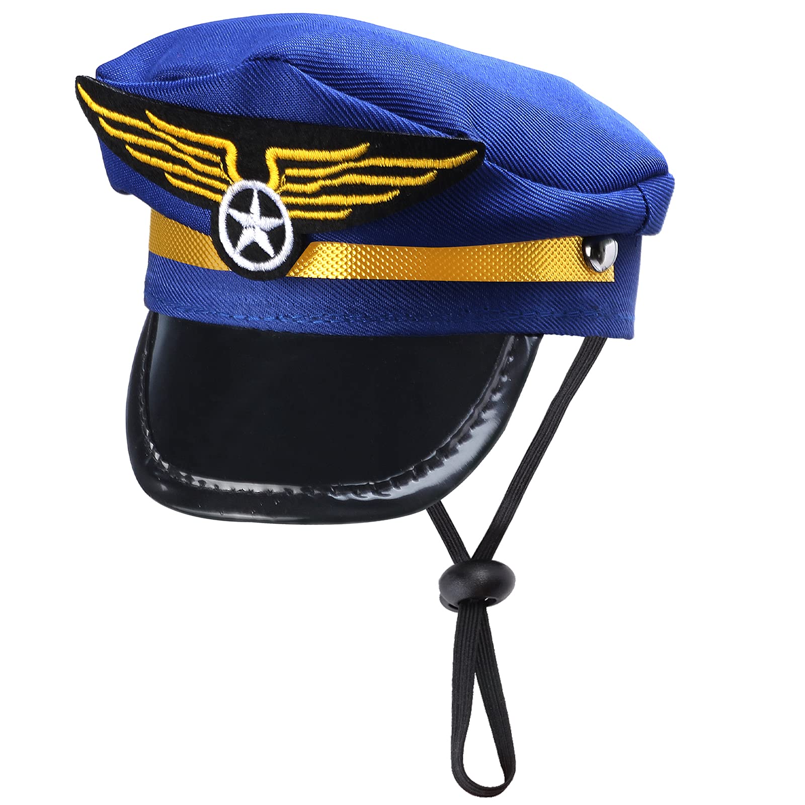 Yewong 3 Pieces Pet Captain Pilot Costume Accessory Set Dog Cat Pilot Hat Formal Necktie Collar Pilot Costume Accessories For Pet Pilot Fancy Dress Halloween Party (Set-C)