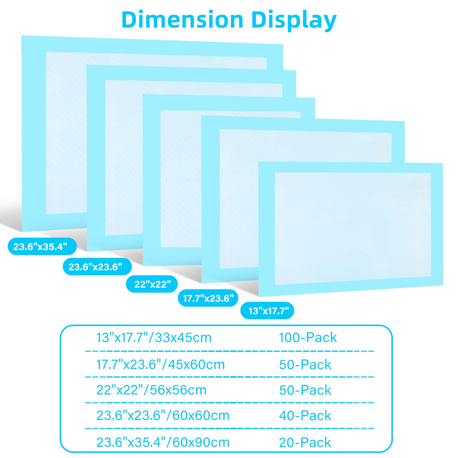 Super-Absorbent Waterproof Dog And Puppy Pet Training Pad, Housebreaking Pet Pad, 20-Count Large-Size, 23.6?X35.4?, Blue, Large 20Pcs