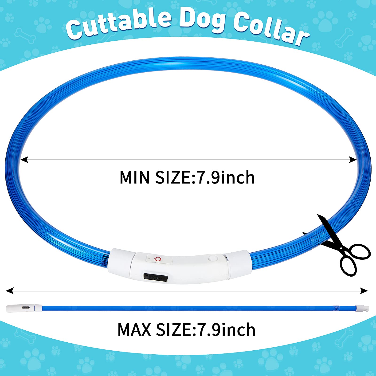 Frienda 4 Pcs Dog Collar Led Usb Rechargeable Lights Dog Necklace Collars Doggy Lights For Night Walking Adjustable Safety Lamp