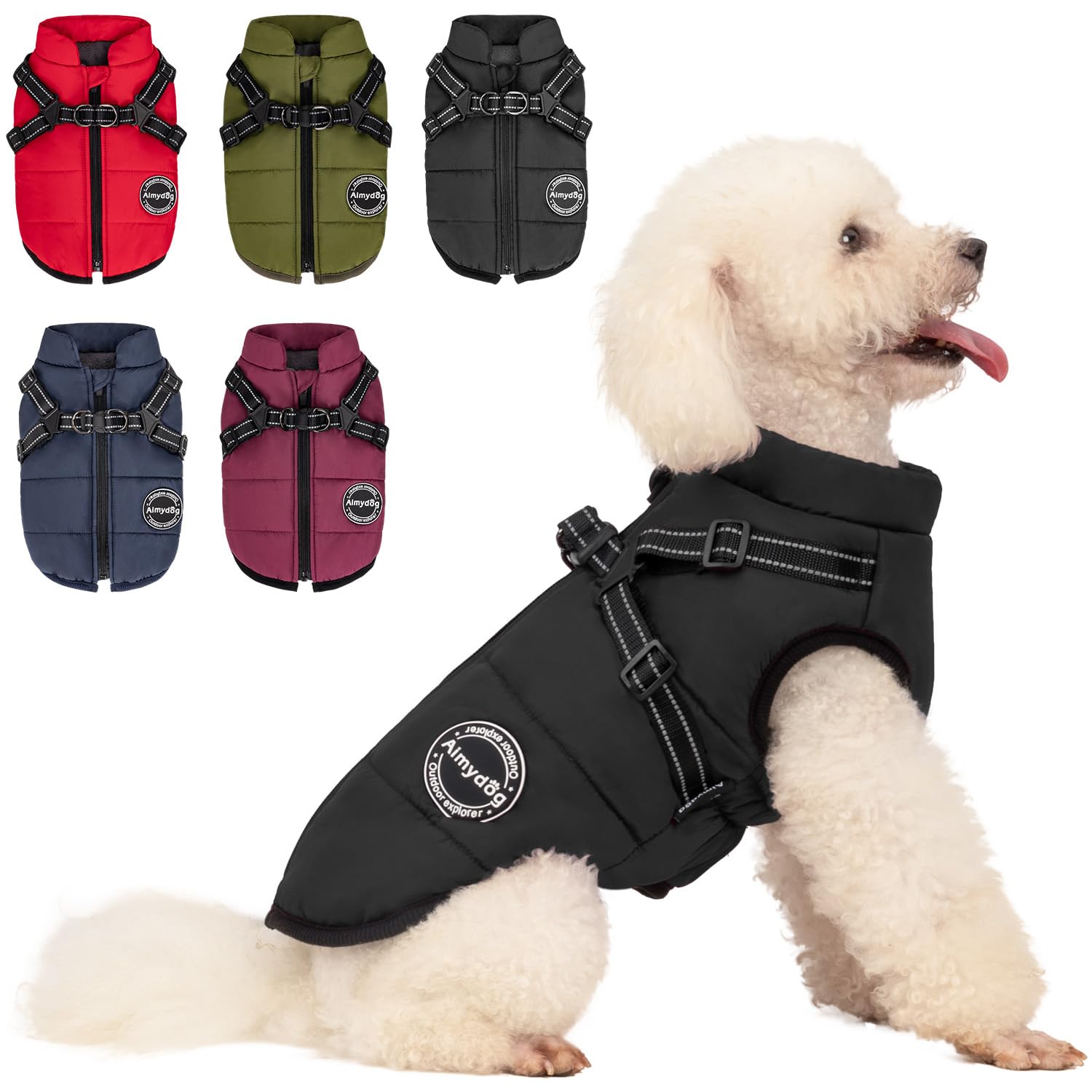 Aimydog Warm Winter Coat - Fashion Sports Dog Jacket With Built-In Harness, Reflective & Adjustable Comfortable Pet Vest, Waterp