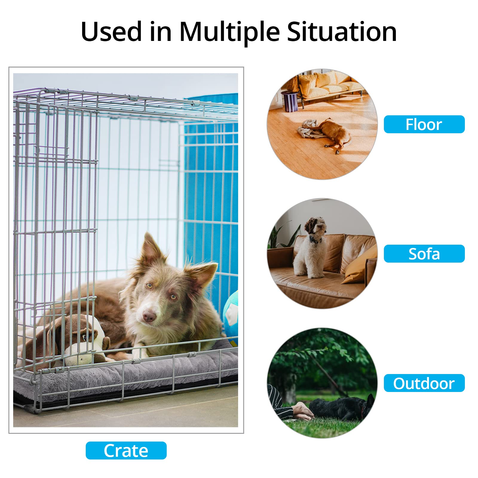 Dog Beds Crate Pad For Medium/Large Dogs Fit Metal,Ultra Soft, Washable & Anti-Slip Kennel Pad For Dogs Cozy Sleeping Mat,Gray 36Inch