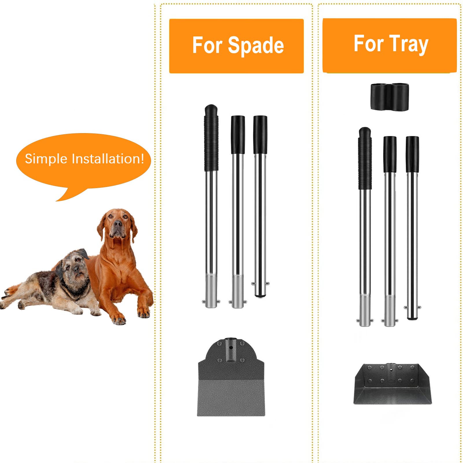 Luffwell Pooper Scooper For Large Dogs, Metal Aluminum Tray And Spade Poop Scoop Set With Adjustable Stainless Steel Long Handle