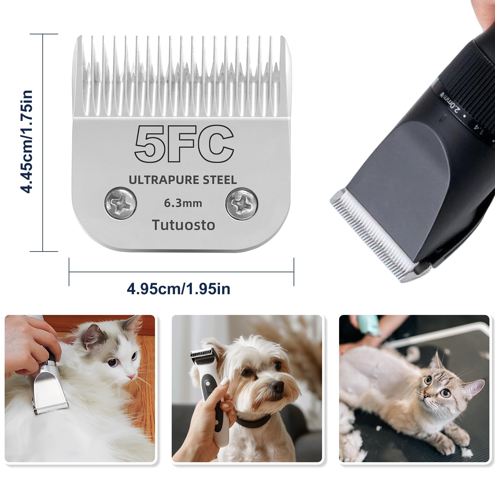 Tutuosto 5Fc Clipper Blades Pet Grooming Clipper Replacement Blades Detachable Blade Compatible With Andis/Wahl/Oster Dog Clippe