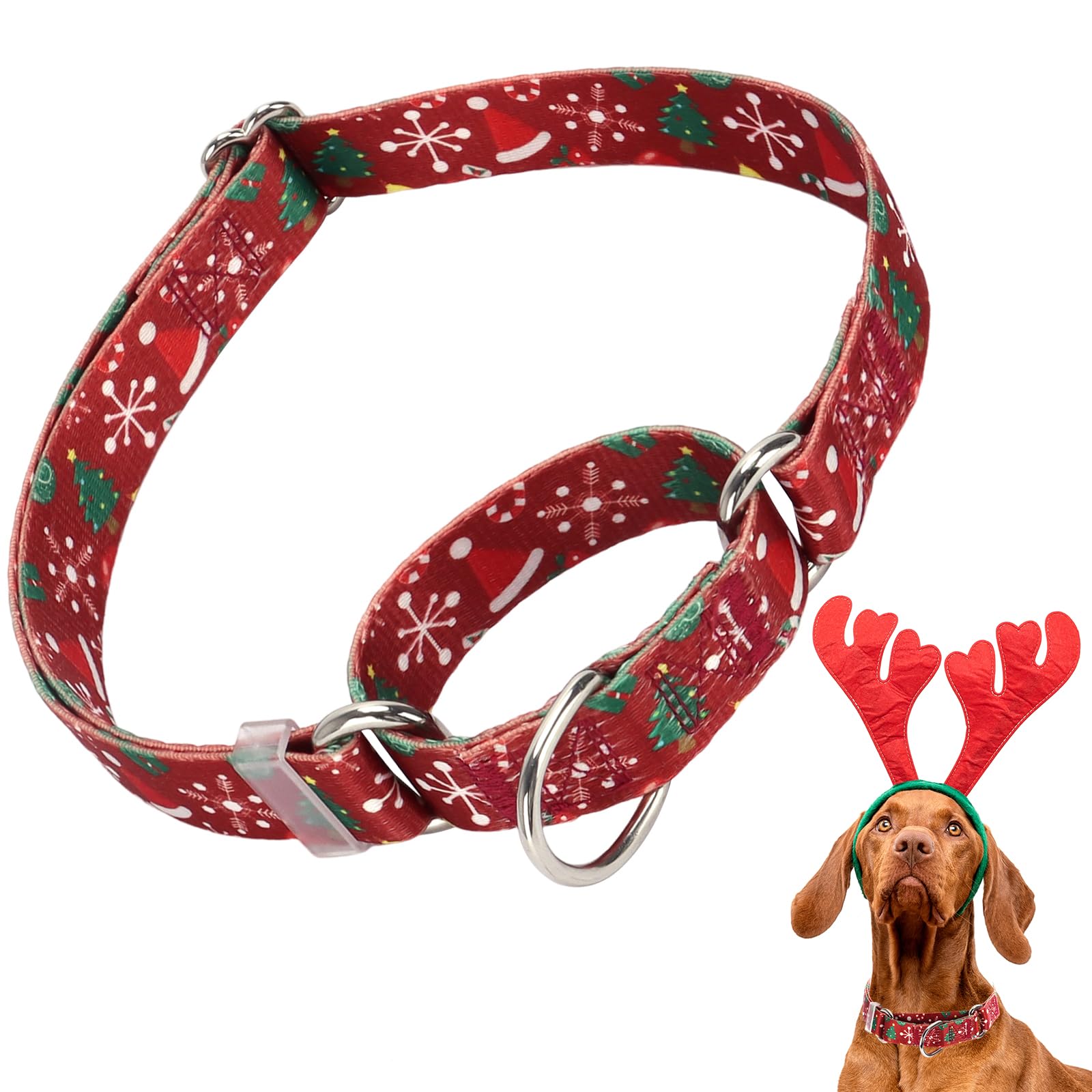 Christmas Martingale Collar For Dogs With Snowflakes And Christmas Trees, Adjustable No Slip Dog Training Collar Soft Nylon Dog 