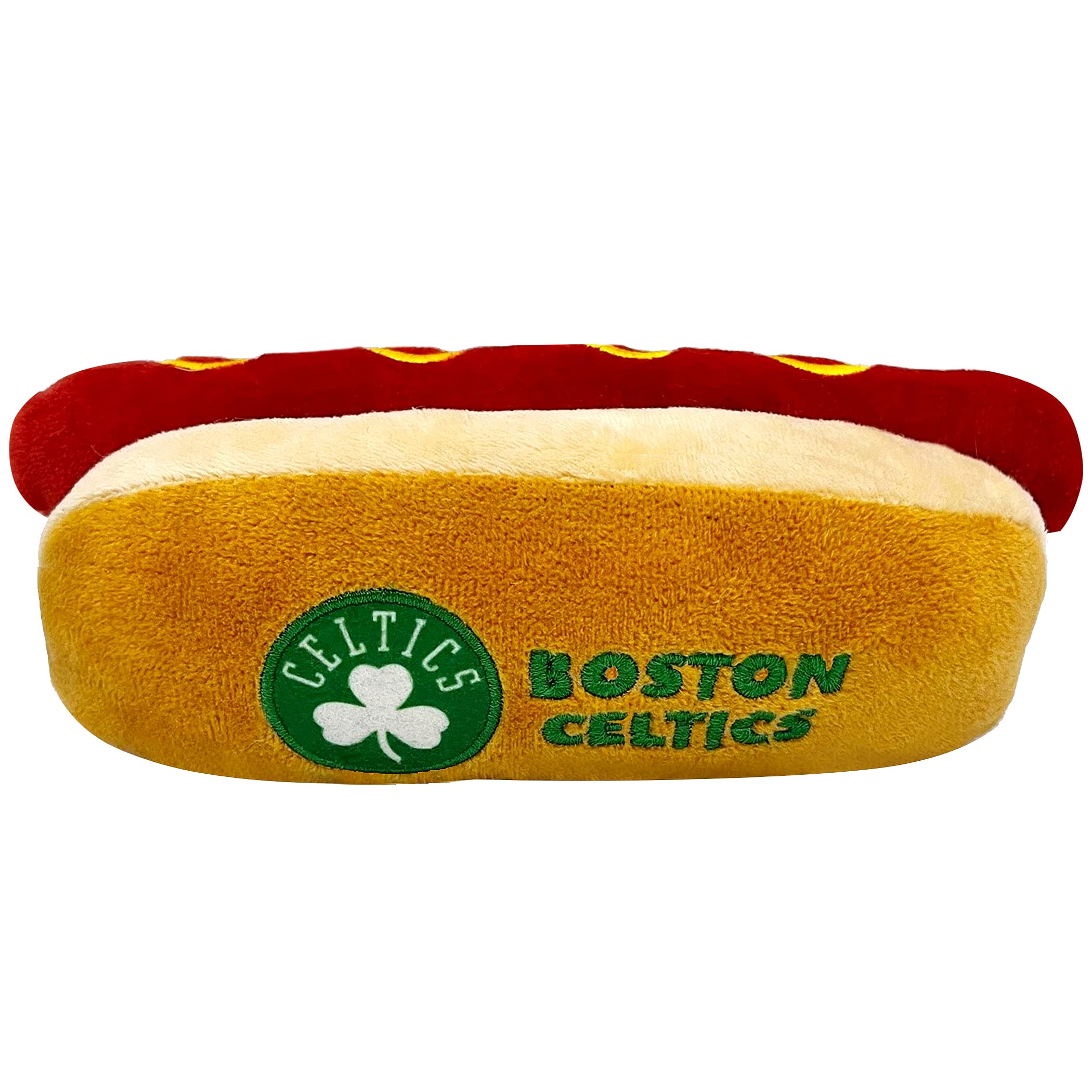 Pets First Nba Boston Celtics Hot Dog Plush Dog & Cat Squeak Toy - Cutest Hot-Dog Snack Plush Toy For Dogs & Cats With Inner Squ