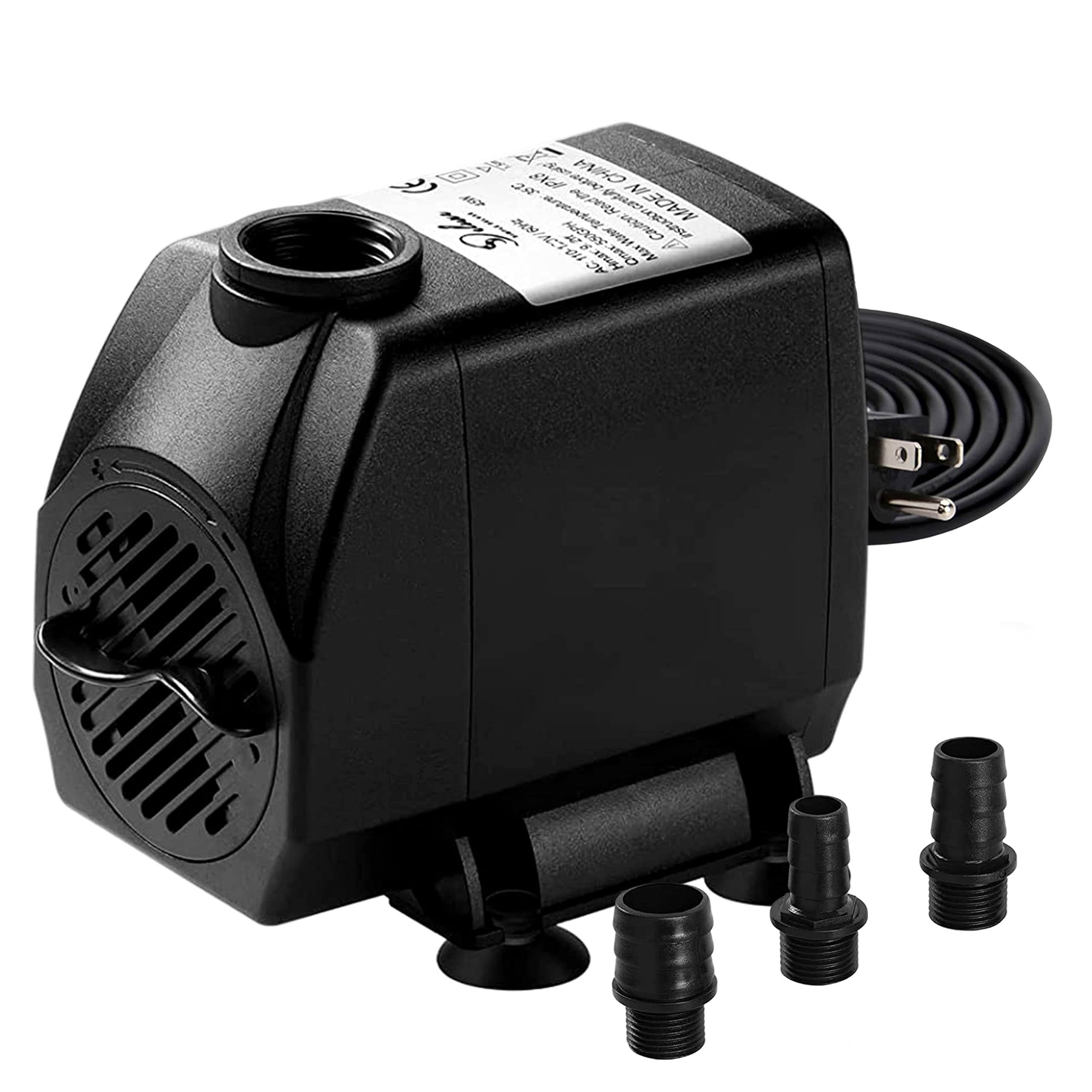 Simple Deluxe 550GPH Submersible Pump (2082L/H, 45W) with 9.2ft High Lift, Fountain Pump with 3 Nozzles for Fish Tank, Pond, Aqu