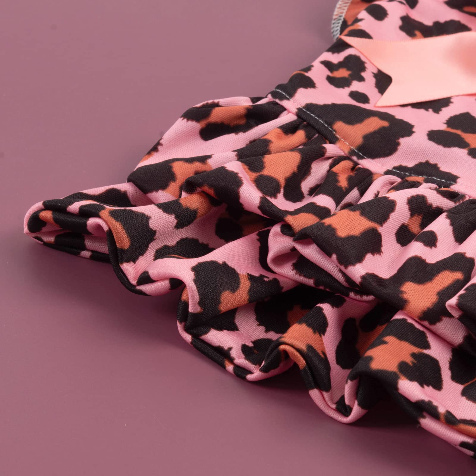 Cutebone Dog Velvet Dress Pink Leopard Puppy Skirt Costume Pet Outfit Cat Clothes With Bow Hair Rope Valentine'S Day Gift Dr23Xxs
