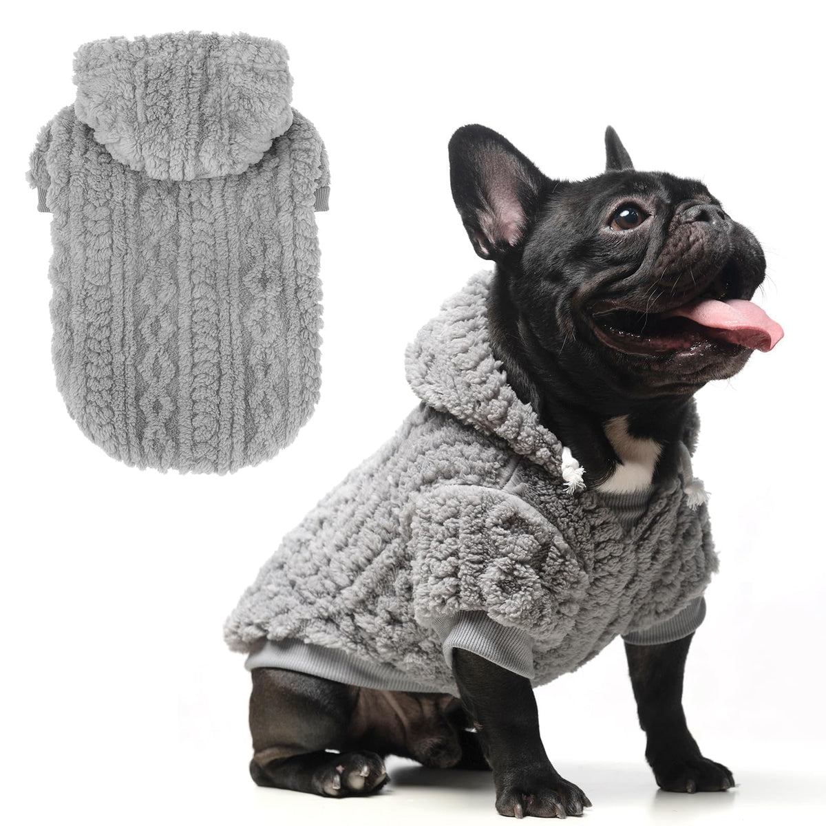 Kooltail Fleece Dog Sweater Hoodie For Small Medium Large Dogs - Super Soft Fall Dog Clothes Knitted Sweatshirt With Leash Hole,