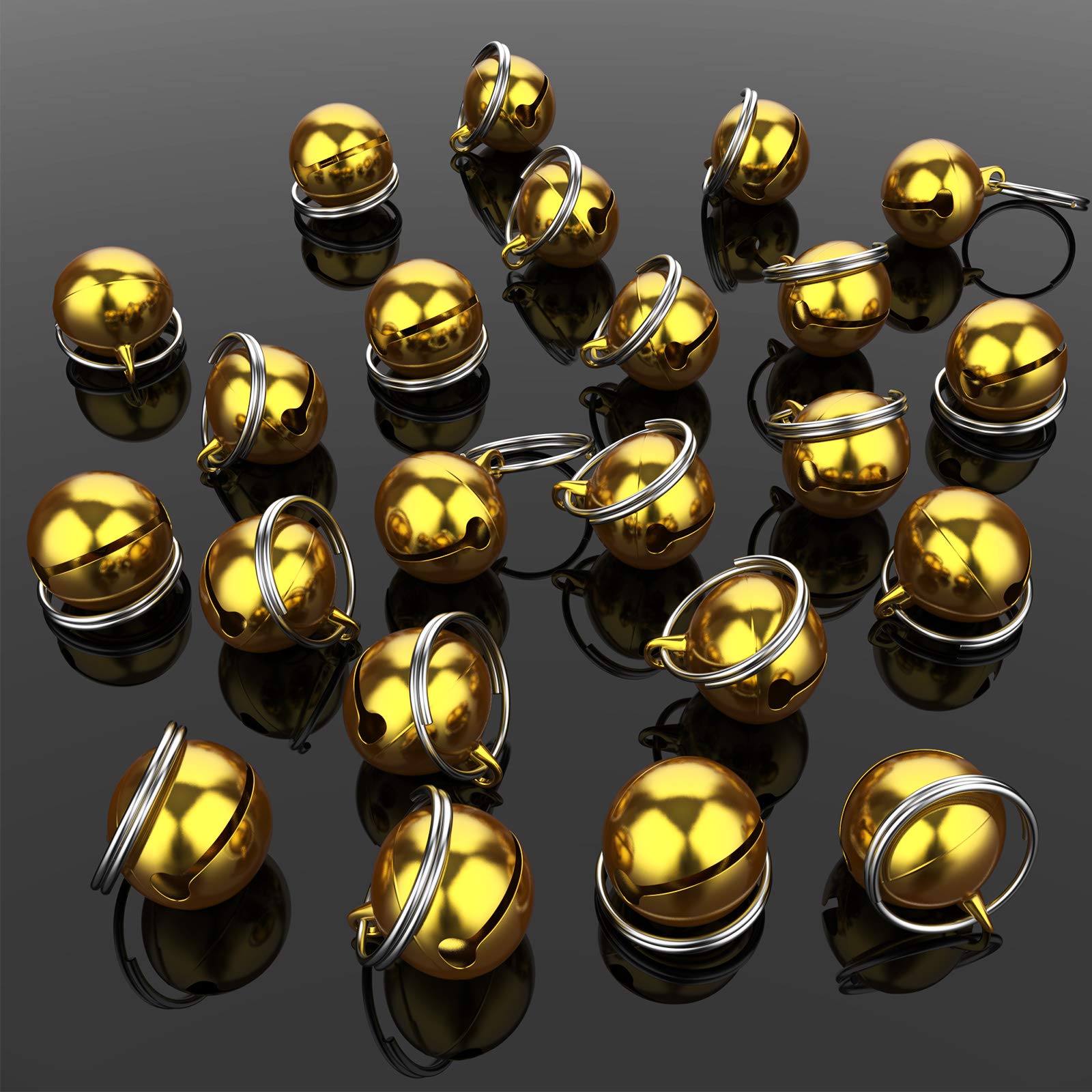 Outus 24 Sets Of Cat Bells For Cat And Dog Collar Loud Pendant Pet Cat And Dog Bell Pet Pendant Accessories (Gold)