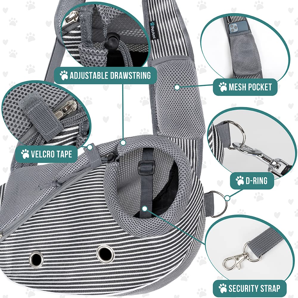 PetAmi Dog Sling Carrier for Small Dogs, Puppy Carrier Sling Purse, Dog Bags For Traveling, Carrying Bag to Wear Medium Cat, Adj