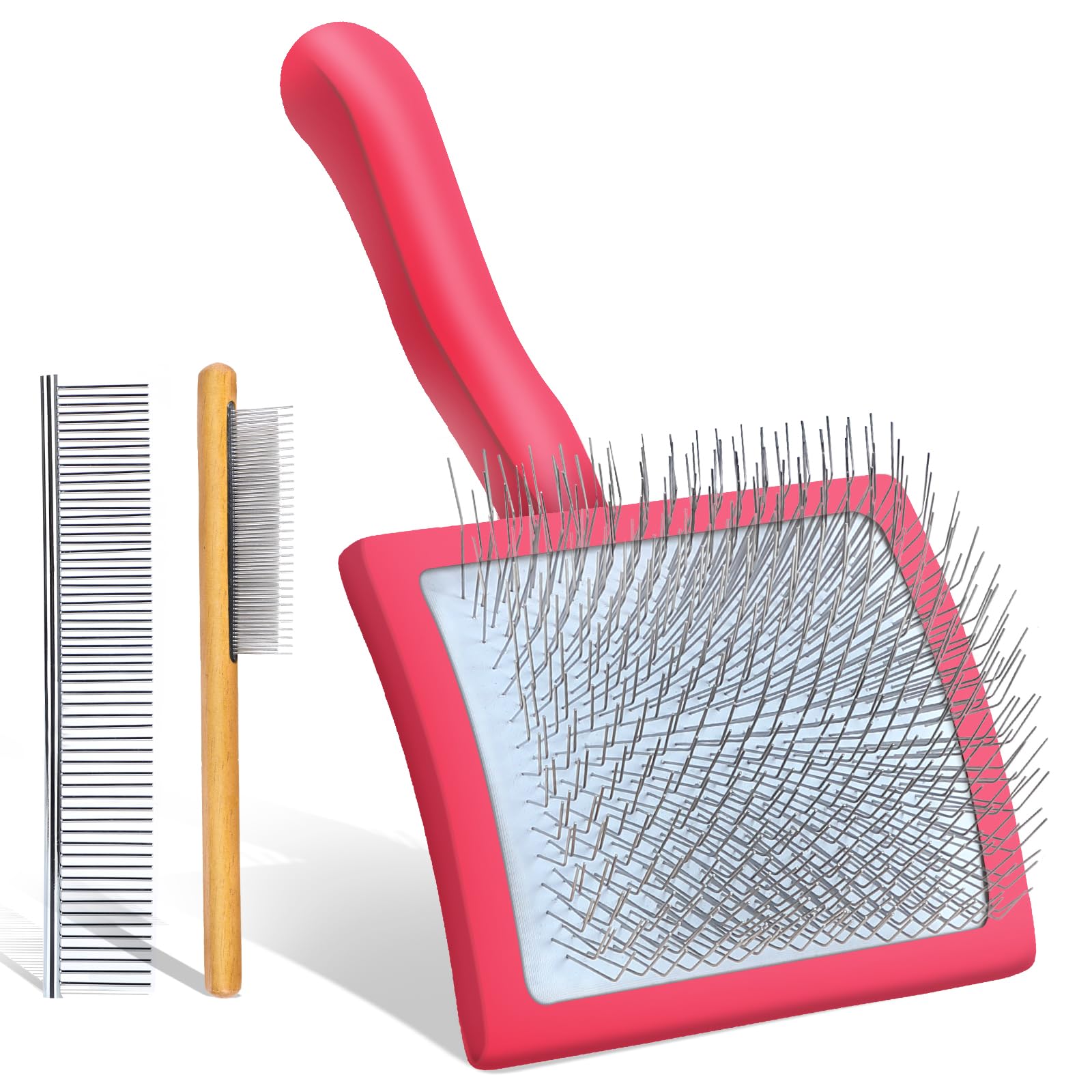 COZYGIFT Dog Slicker Brush for Medium or Long Haired Dogs, Removes Loose Hair, Tangles and Knots, Best Grooming Brush for Small 