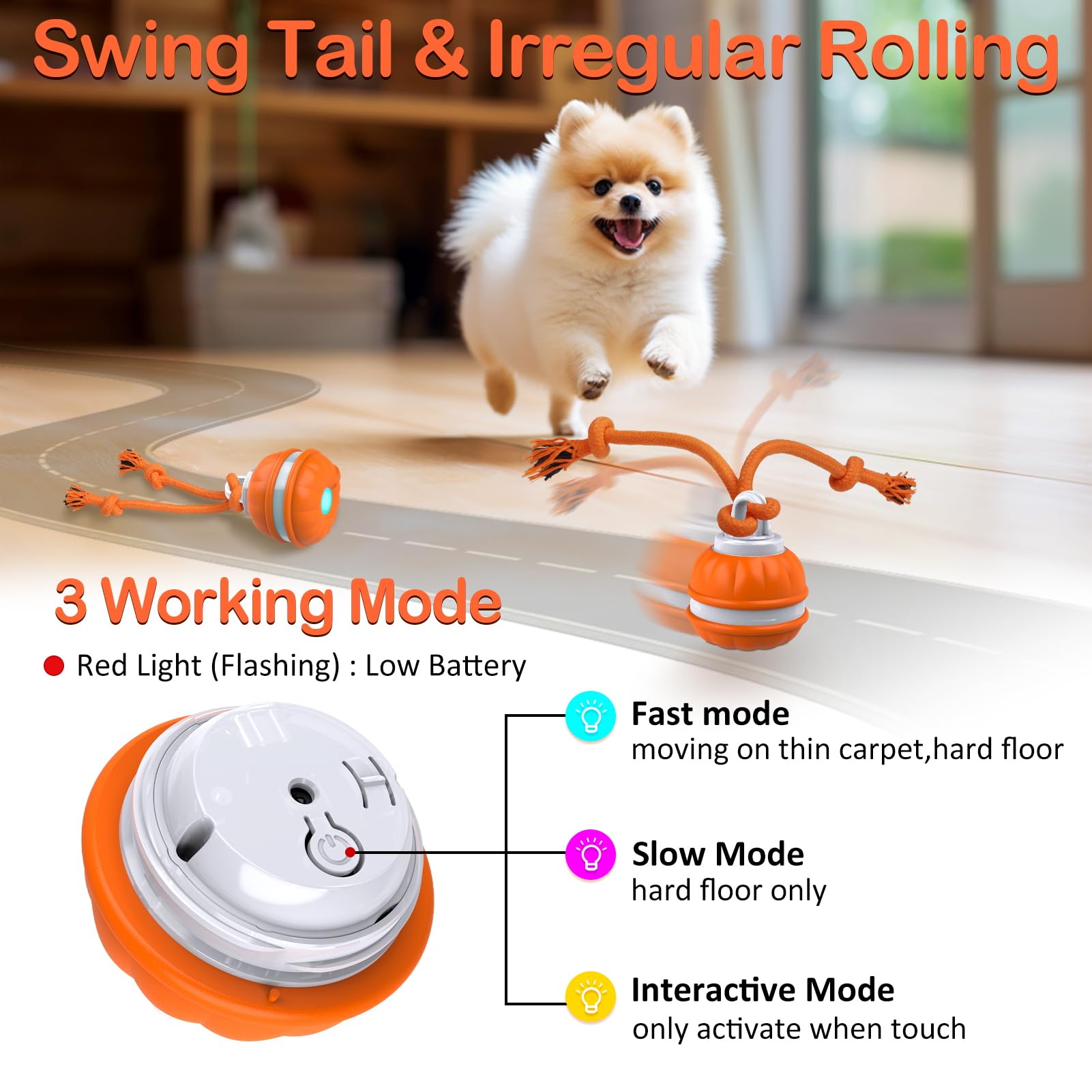 Salodal Peppy Pet Ball For Dogs, Dog Interactive Toys,Motion Activate Rolling Ball For Puppy/Small Dogs, Automatic Moving Toy,Us
