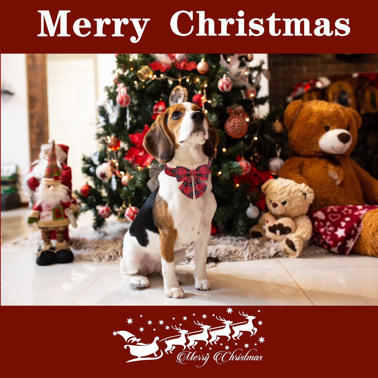 Unique Style Paws Christmas Dog Collar With Tie Red Black Grid Cotton Collar Adjustable Puppy Plaid Collar For Small Medium Large Dogs-Xs