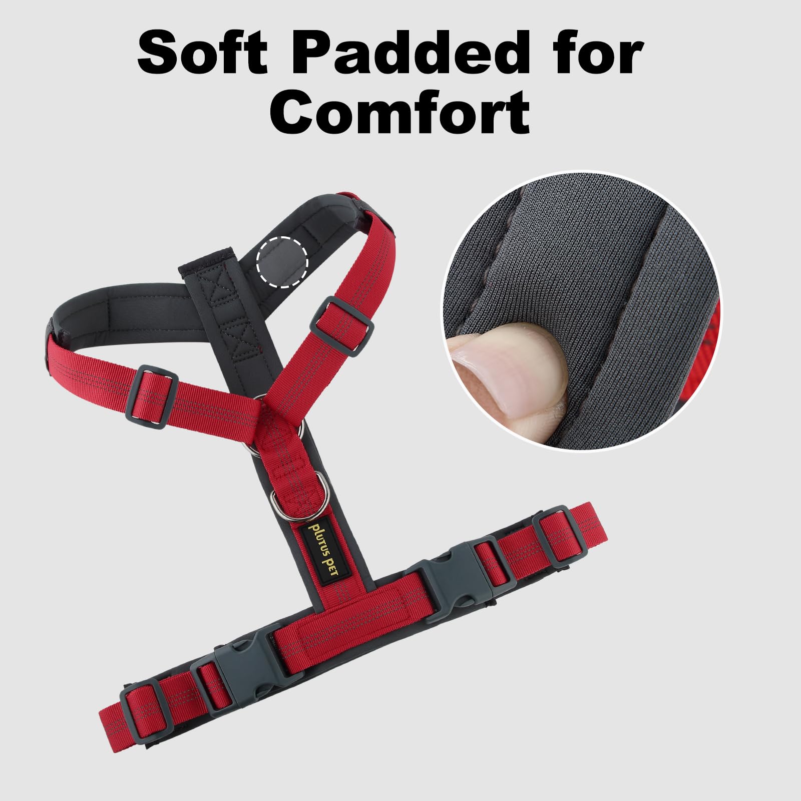 Plutus Pet No Pull Dog Harness, Adjustable Nylon Harness with Soft Padding, Reflective and Heavy Duty Dog Harness for Small, Med