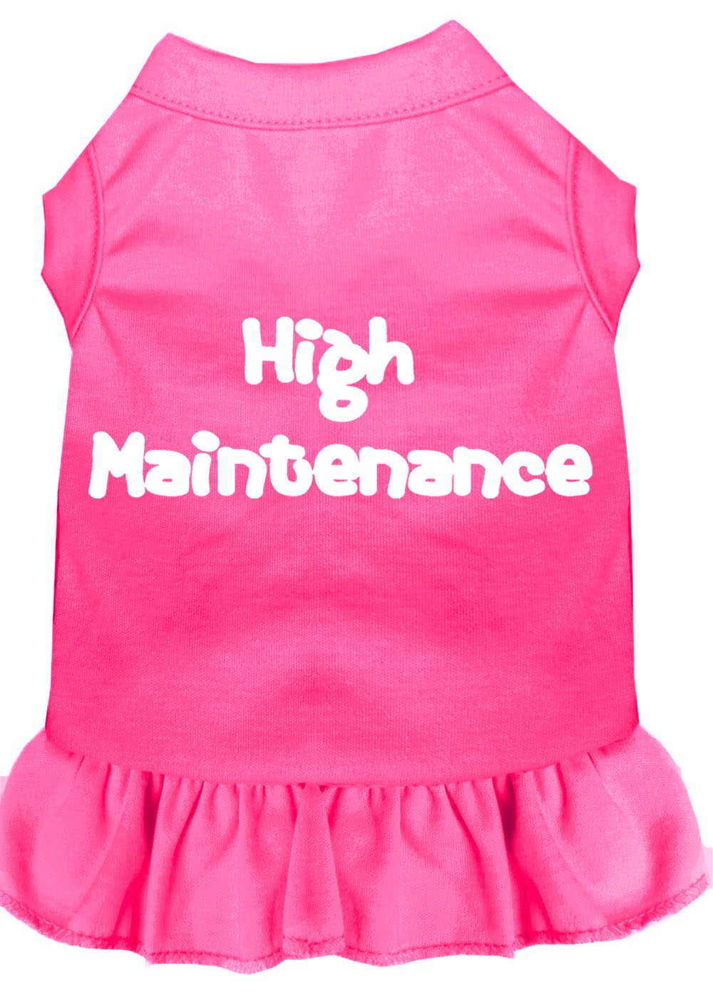 Pet Dog & Cat Dress Screen Printed, 'High Maintenance' Bright Pink 2Xl (20-25 Lbs.)