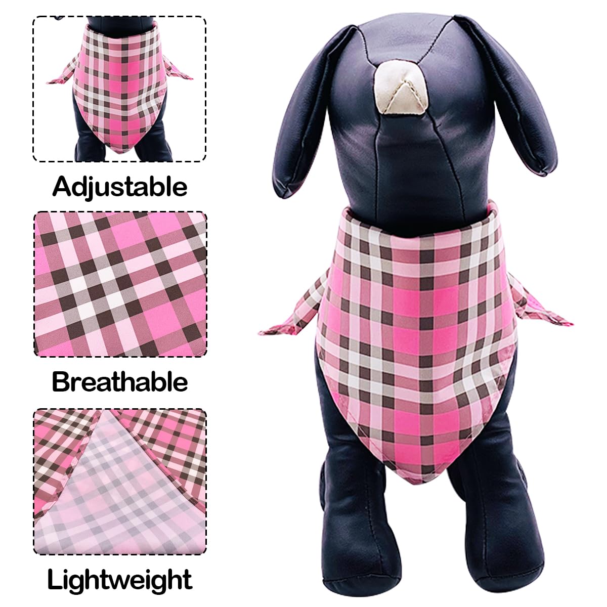 JpGdn 50PCS Large Dog Bandanas Plaid Large Breed XL Bulk for Extra Large Dog Big Bandanas Pack Kerchief Washable Triangle Bibs H