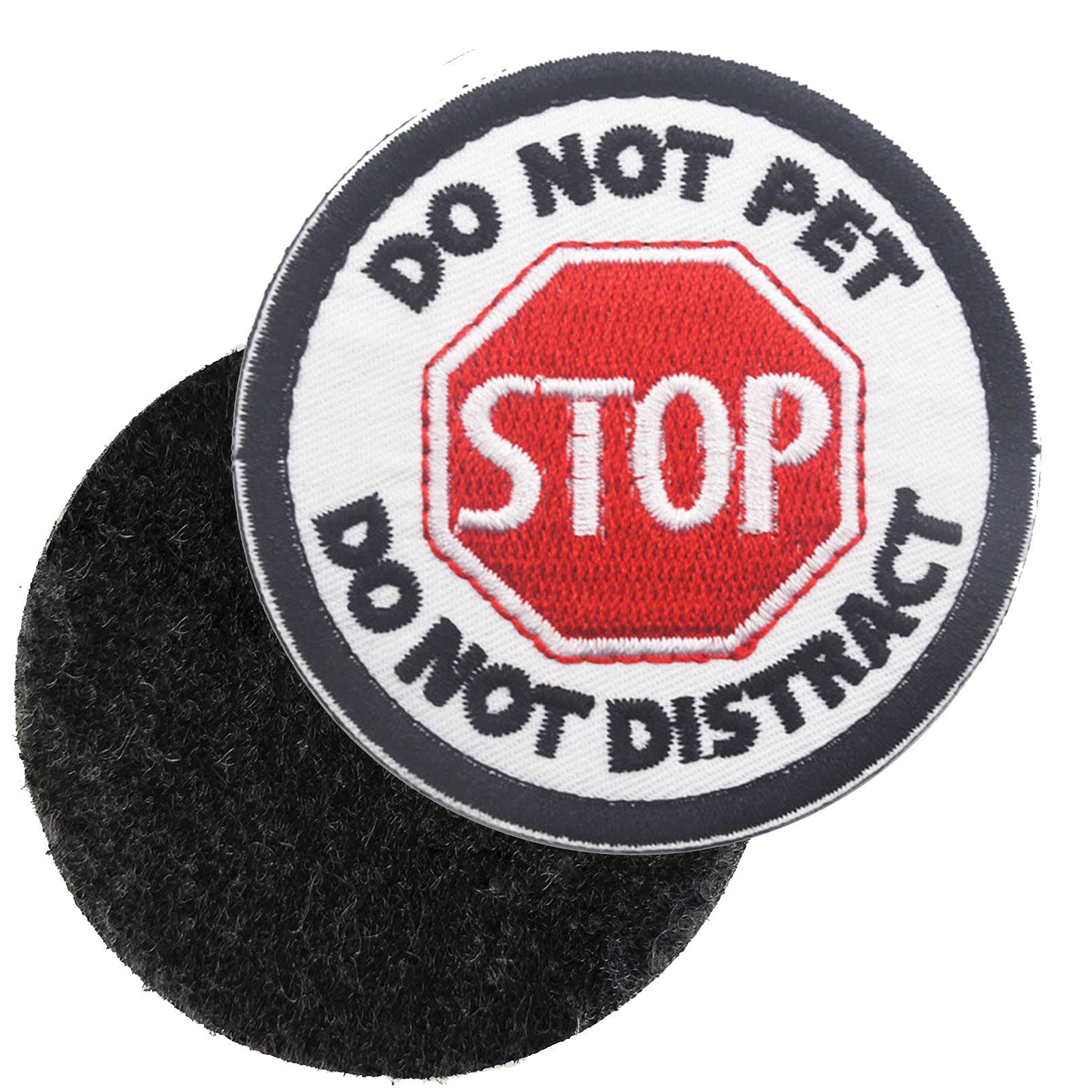 Do Not Distract Do Not Pet Patch, Stop Pet Patch For Dog Vests/Harnesses Emblem Embroidered Fastener Hook & Loop Patch