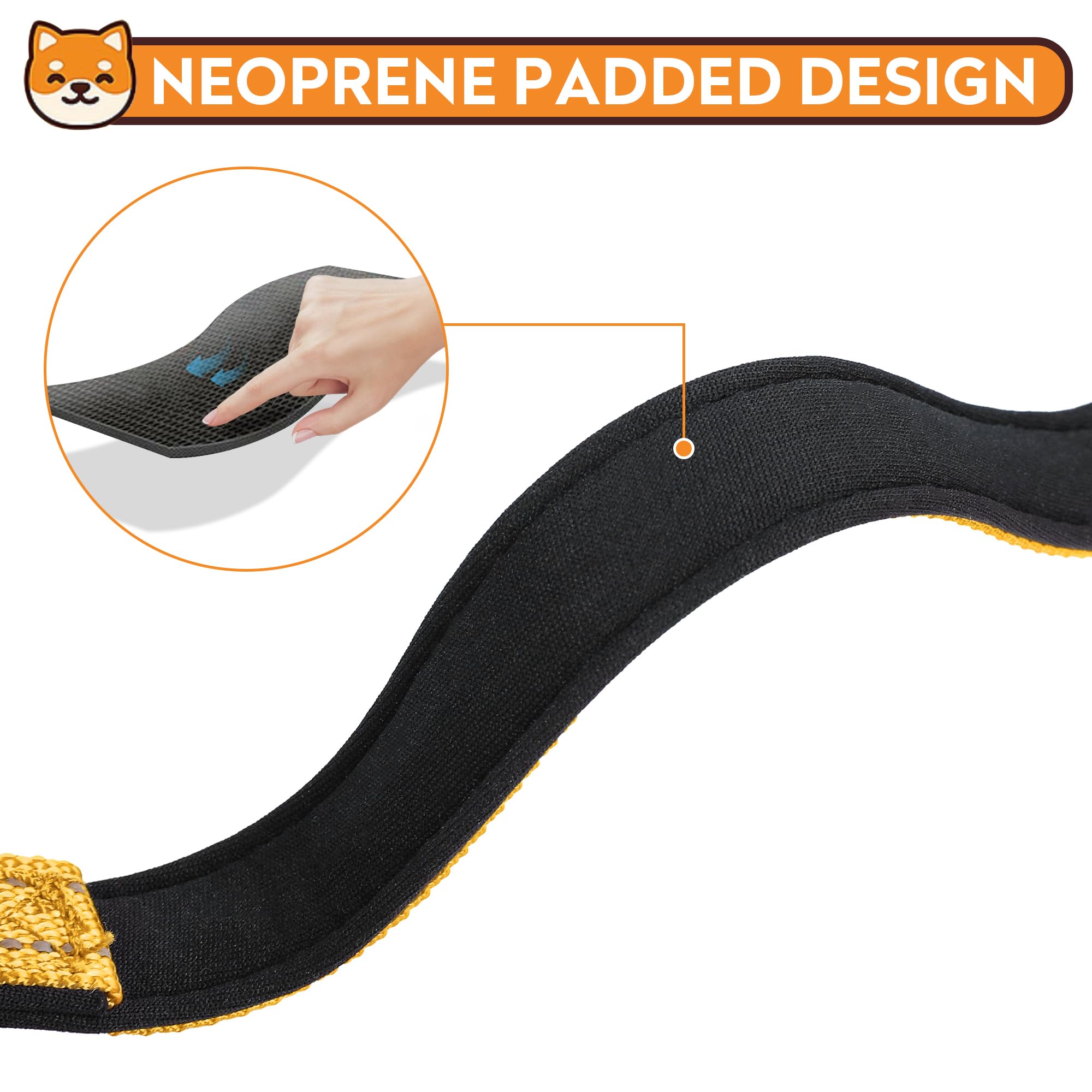 Pwod Reflective Dog Collar, Adjustable Soft Neoprene Padded Nylon Pet Collars With Buckle For Medium Dogs, Yellow,M