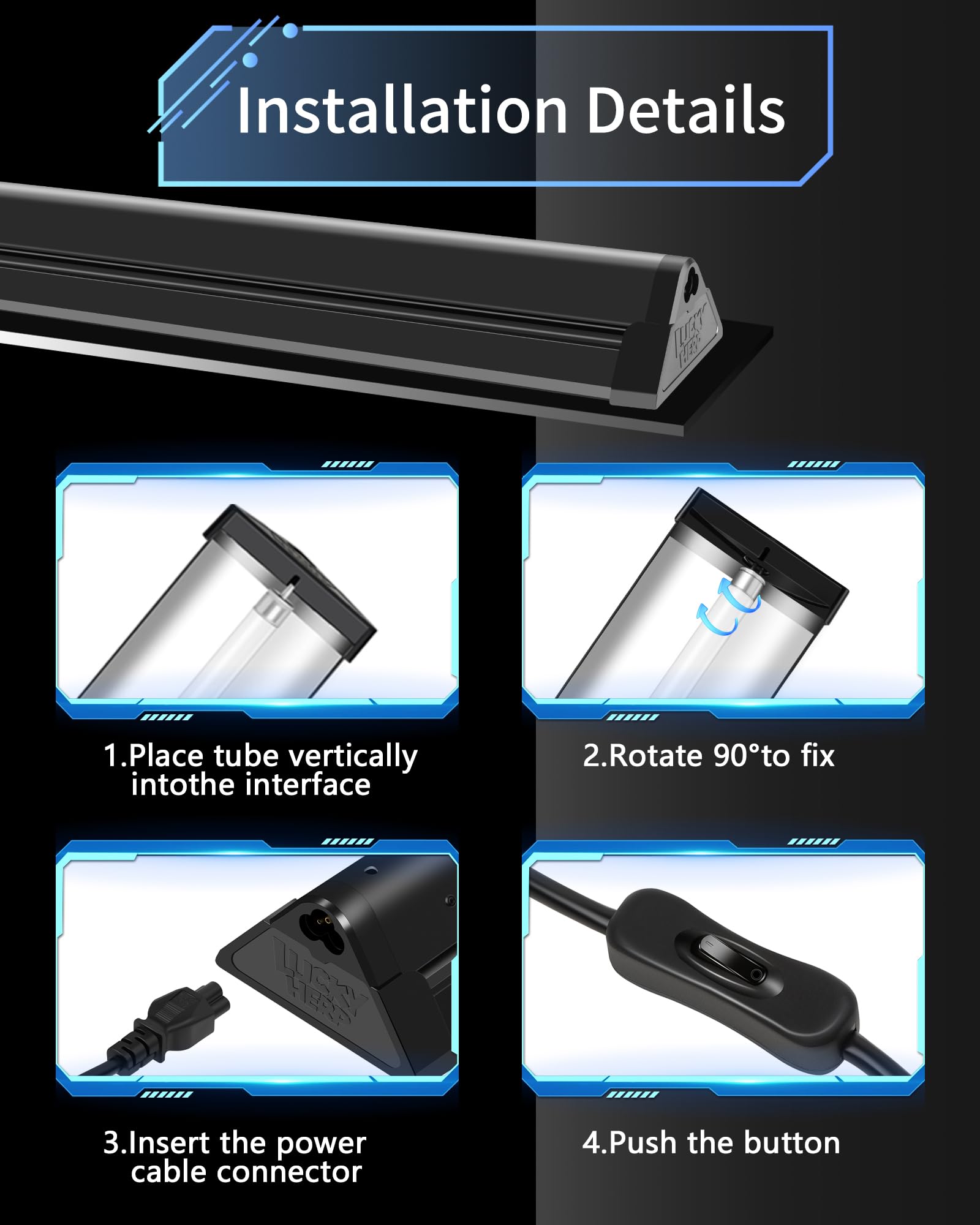 Lucky Herp T5 Reptile Light Fixture Combo Kit 39W (New Upgrade), Uvb Reptile Light Fixture With Desert Uvb 10.0 34'' Fluorescent