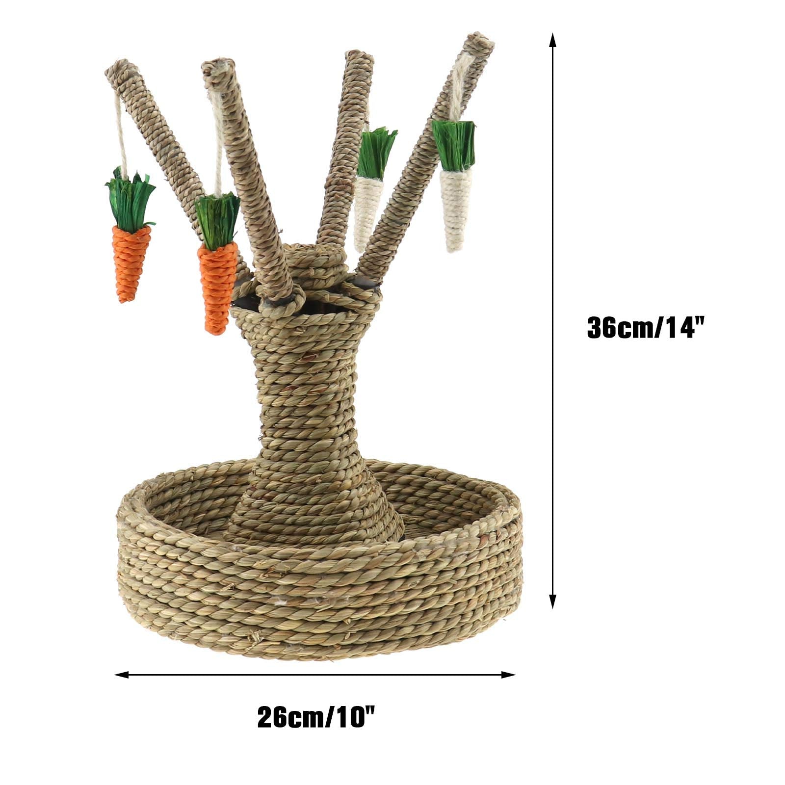 Micro Traders Bunny Toy Tree, With Imitative Carrot Hemp Rope Design For Scratching Chewing Funny Exercising Playing