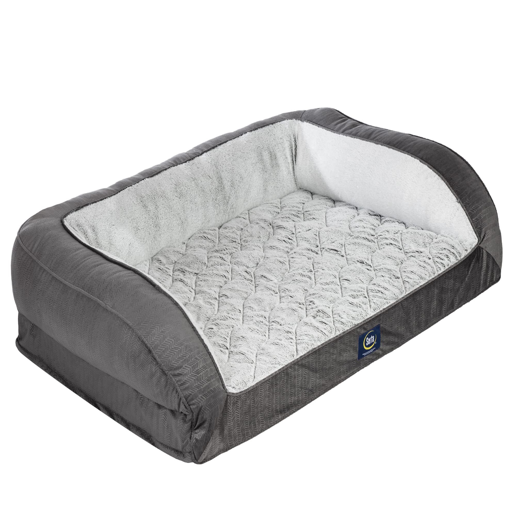 Serta Orthopedic Quilted Couch Dog Bed For Pets - Slate Gray (Large)