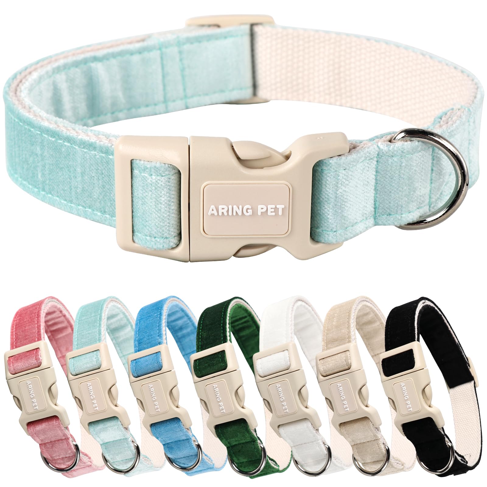 Aring Pet Dog Collar-Cotton Puppy Collar For Small Dogs, Lightweight Comfortable Green Pet Collars With Quick Release Buckle For Small Medium Large Dog