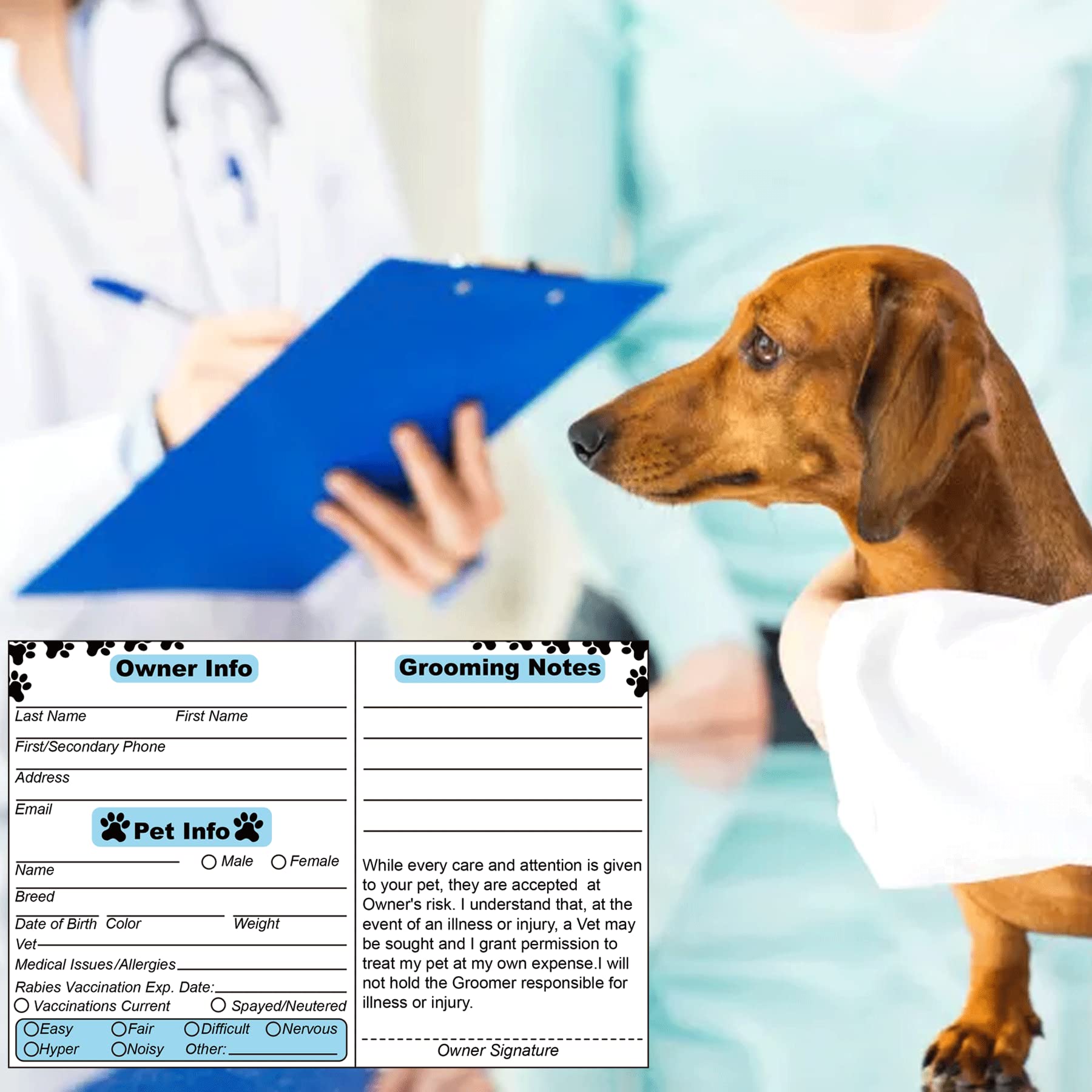 Cat Pet Dog Grooming Cards Groomer Information Check-In Cards For Pet Dog And Cat 4 X 6 Inch Groomer Client Profile Service Record Clip Card For Professional Pet And Cat Groomers, Kennel Care 50 Pack