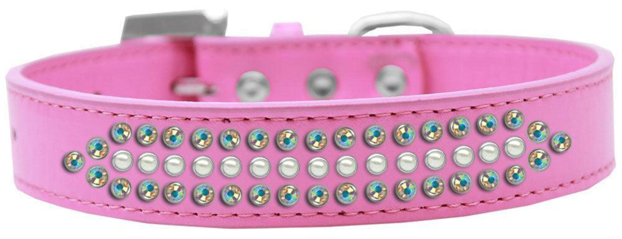 Dog, Puppy and Pet Fashion Collar, Ritz Pearl & Aurora Borealis Crystals Rimsets Lavender 18