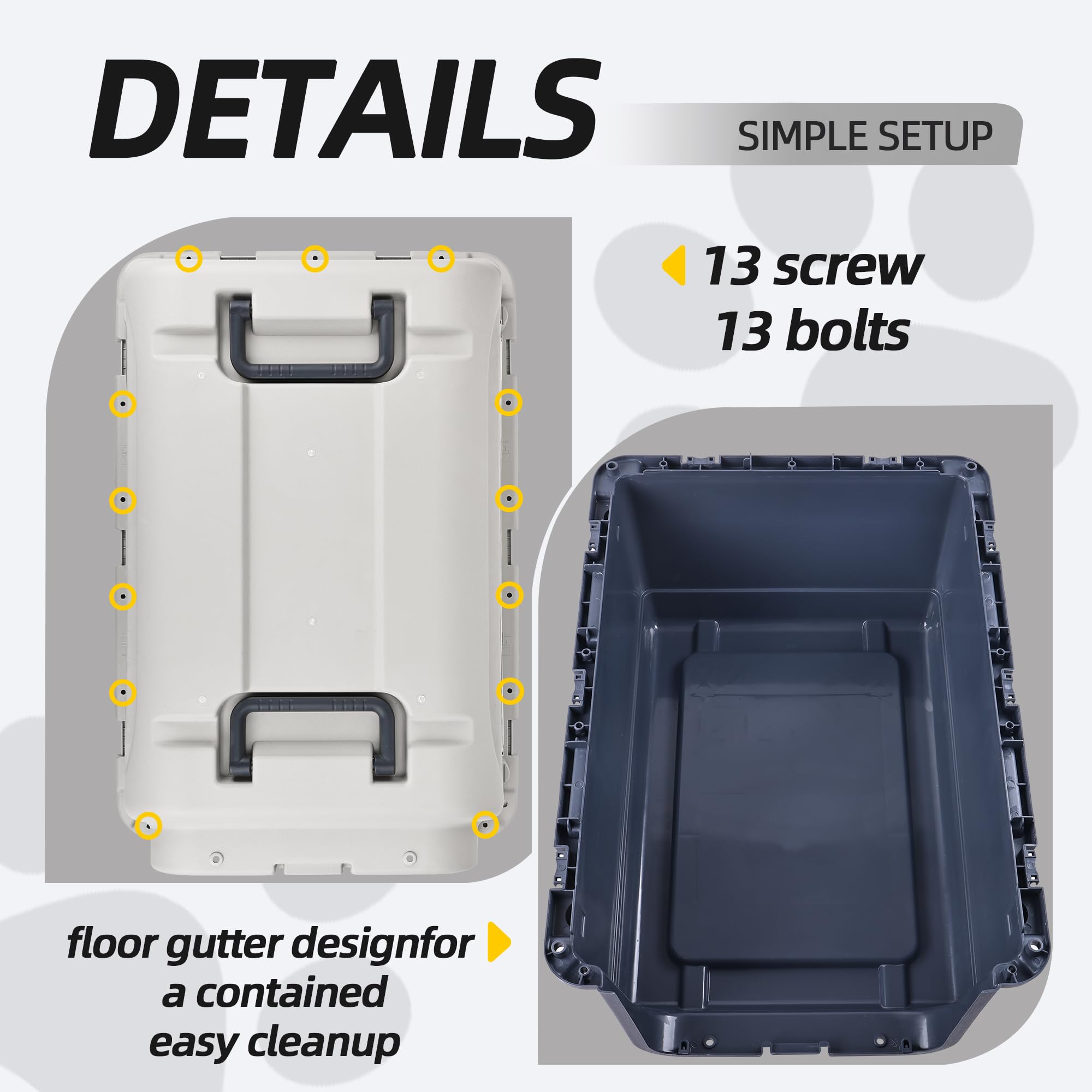Elevon Plastic Dog Crate - Airline Approved Pet Carrier, X-Large, Gray, Model QD-ELPK-01XL-BAU, for Dogs and Cats