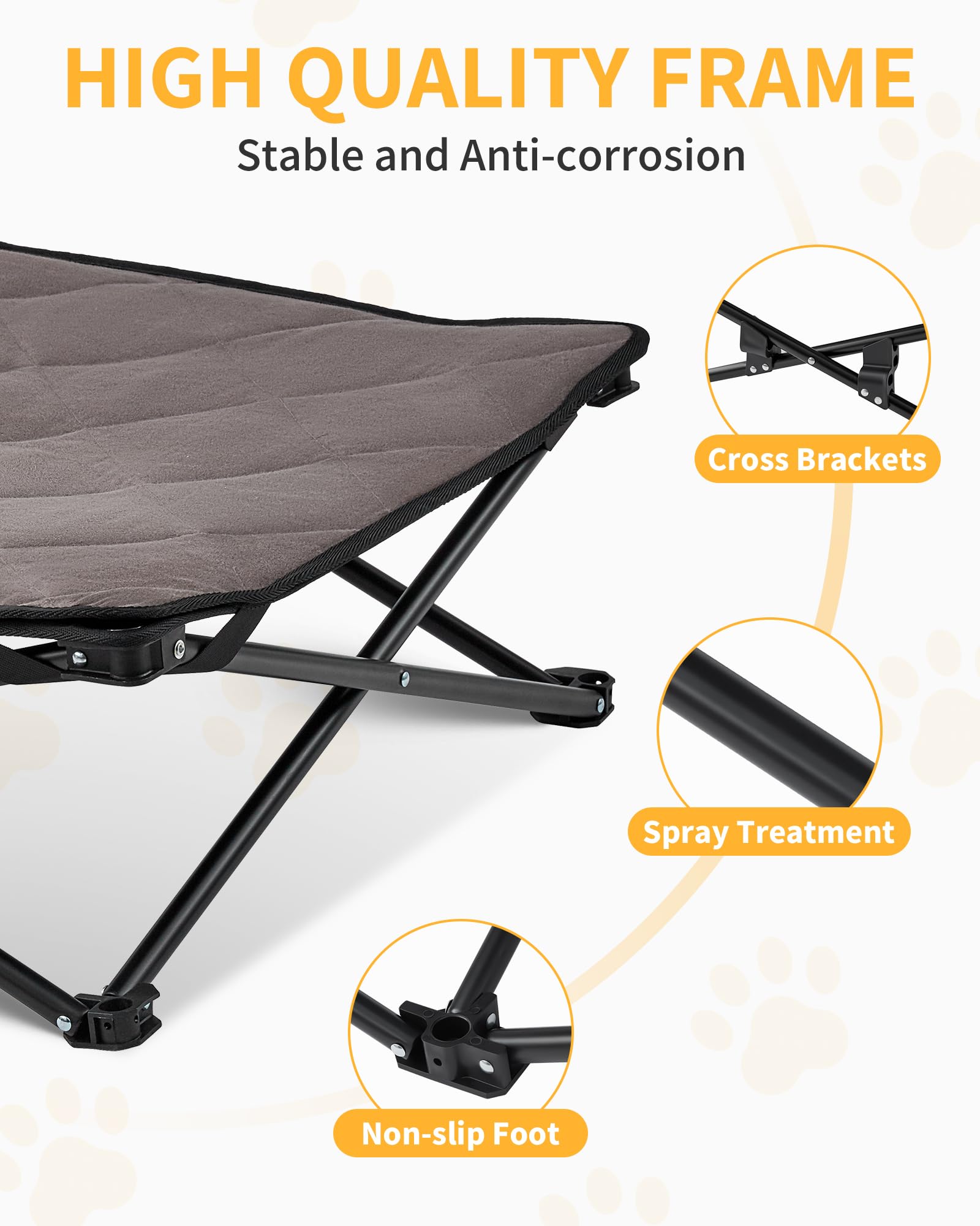 Kingcamp Elevated Dog Bed For Small Dogs, Outdoor Raised Cooling Pet Cot Bed With Washable Breathable Mesh & No-Slip Feet Perfec
