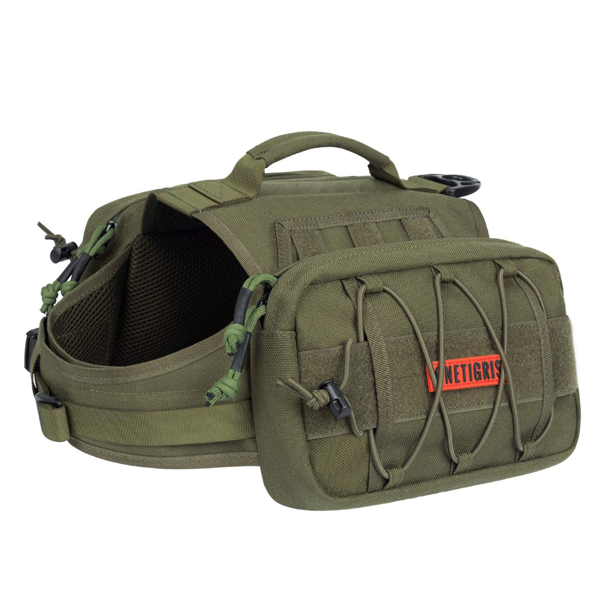 Onetigris Dog Backpack For Medium & Large Dogs, Nylon Backpack For Dogs Tactical Pet Backpack With Side Pockets For Hiking Walki
