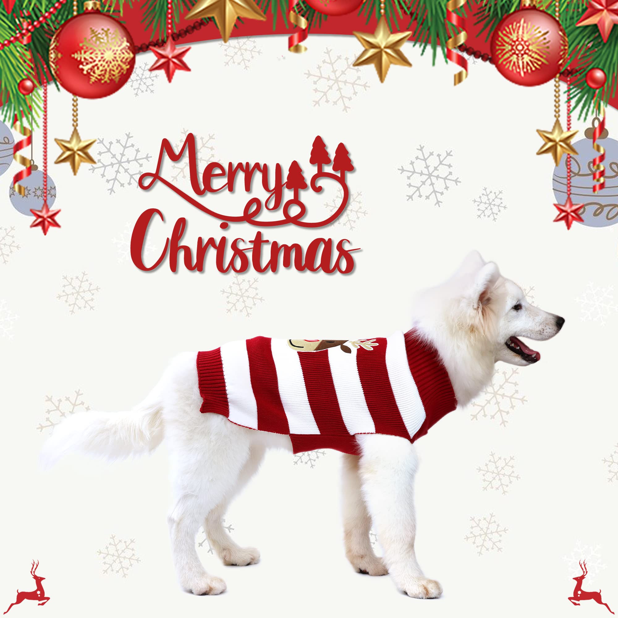 NACOCO Dog Reindeer Sweaters New Year Christmas Pet Clothes for Small Dog and Cat (Red, Large)