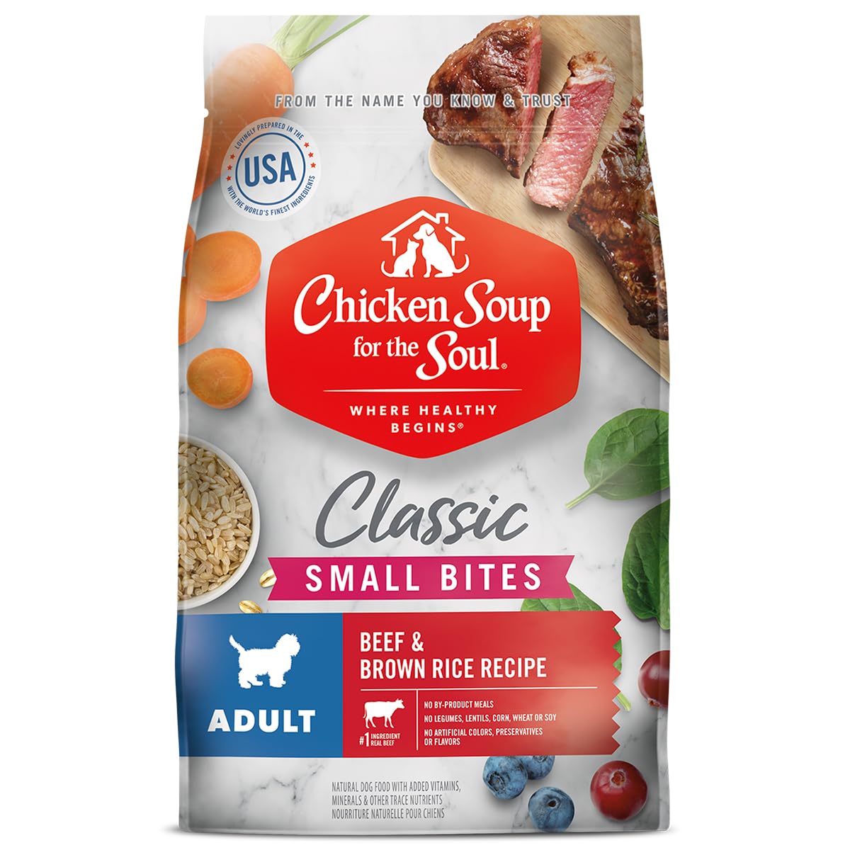 Chicken Soup for the Soul All Natural Premium Small Bites Adult Dry Dog Food, Real Meat First Ingredient, No By-Products, Suppor
