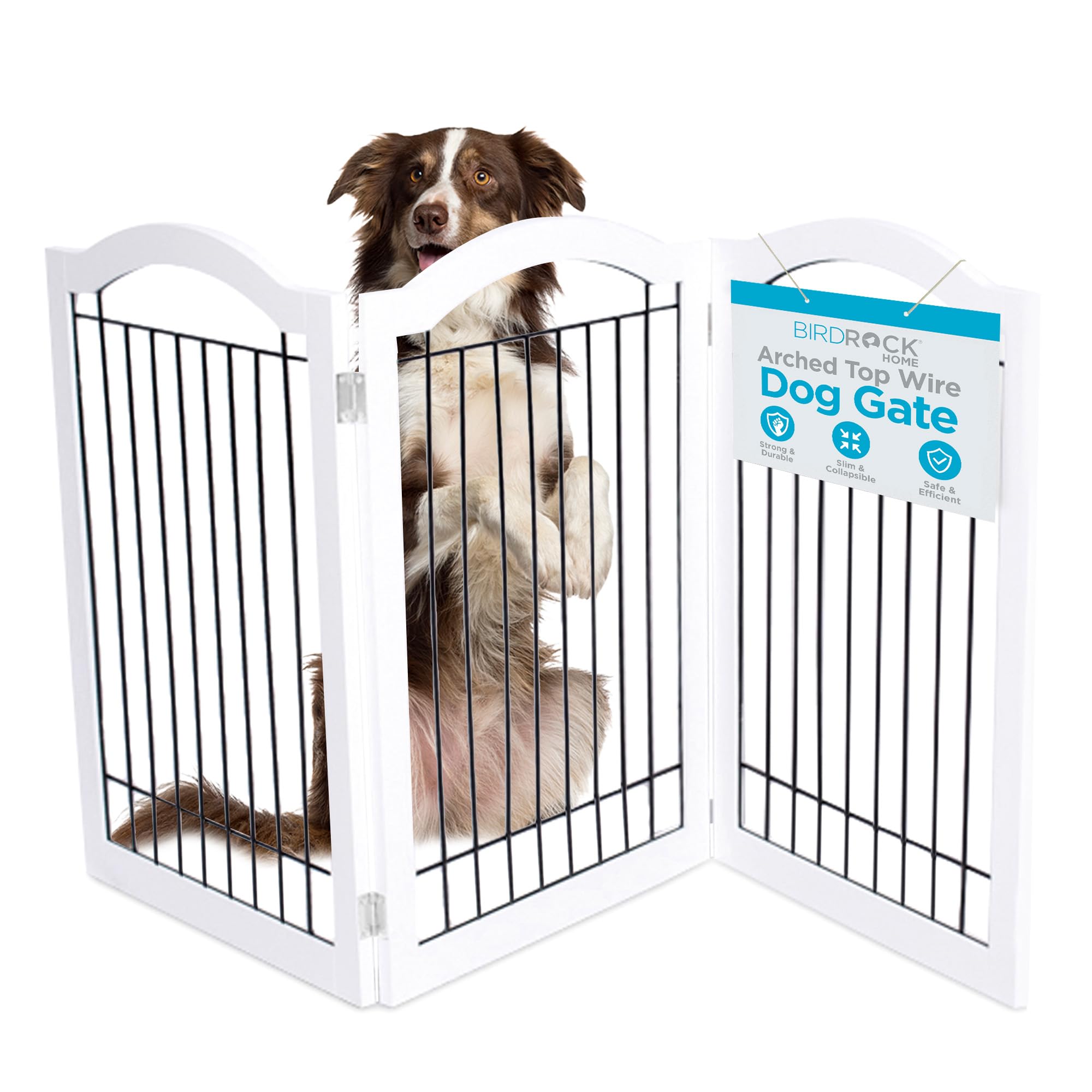 Internets Best Arched Top Wire Dog Gate for The Home, Doorway, Stairs  3 Panel  30in H x 60in W  Medium, Large Dogs, Puppies, C