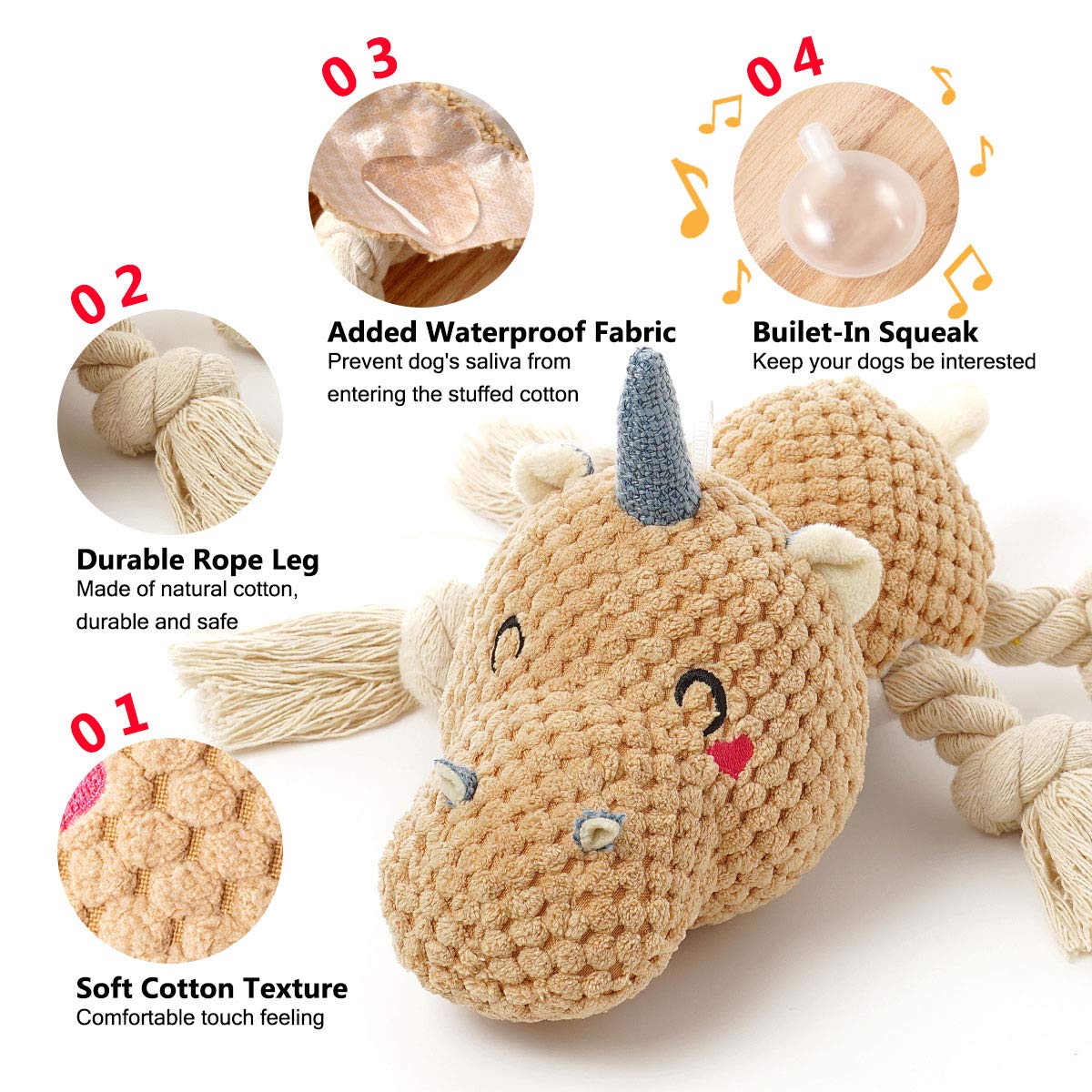 Sedioso Large Dog Toys, Cute Squeaky Dog Toy, Stuffed Animal Plush Toys For Puppies, Durable Dog Chew Toy For Small,Middle,Large