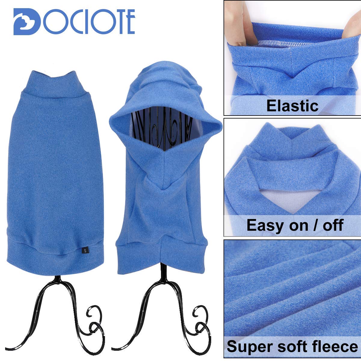 Small Dogs Fleece Dog Sweatshirt - Cold Weather Hoodies Spring Soft Vest Thickening Warm Cat Sweater Puppy Clothes Sweater Winter Sweatshirt Pet Pajamas For Small Dog Cat Puppy (Large, Sky Blue)
