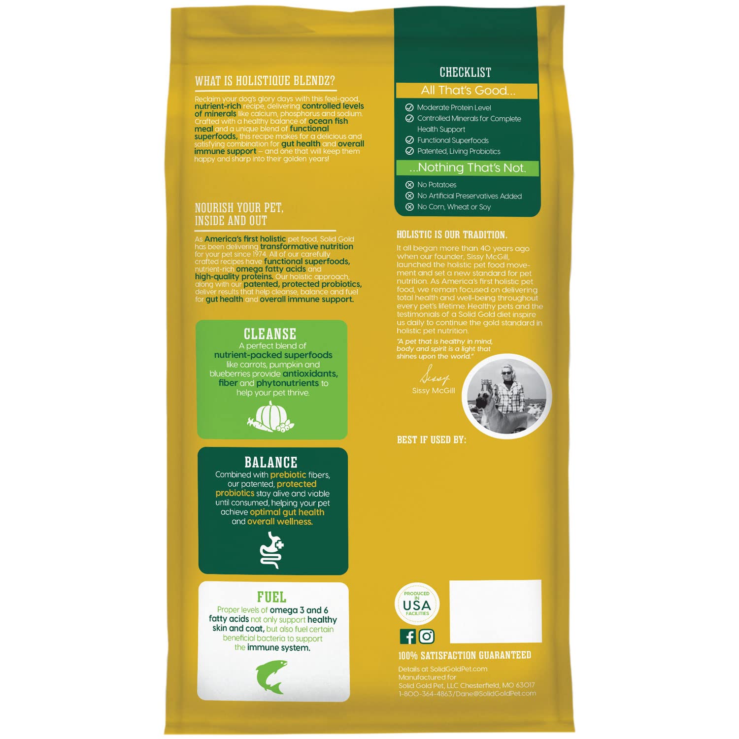 Solid Gold Dry Dog Food for Adult & Senior Dogs - Made with Oatmeal, Pearled Barley, and Fish Meal - Holistique Blendz Potato Fr