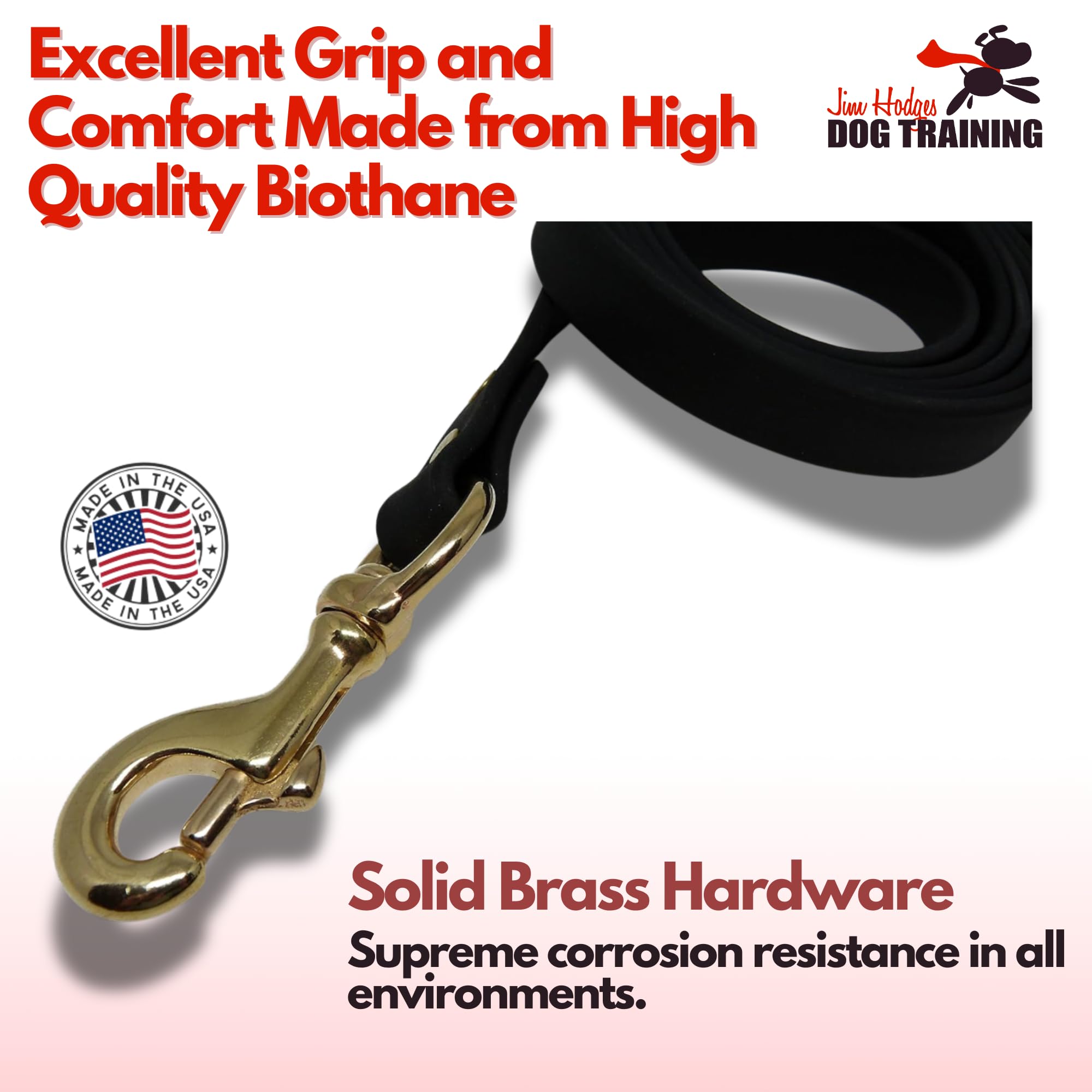Jim Hodges Dog Training Gummy Dog Leash, Biothane, Dog Training Leash, Made In The Usa, 4 Feet, Various Sizes & Colors (5/8, Black)