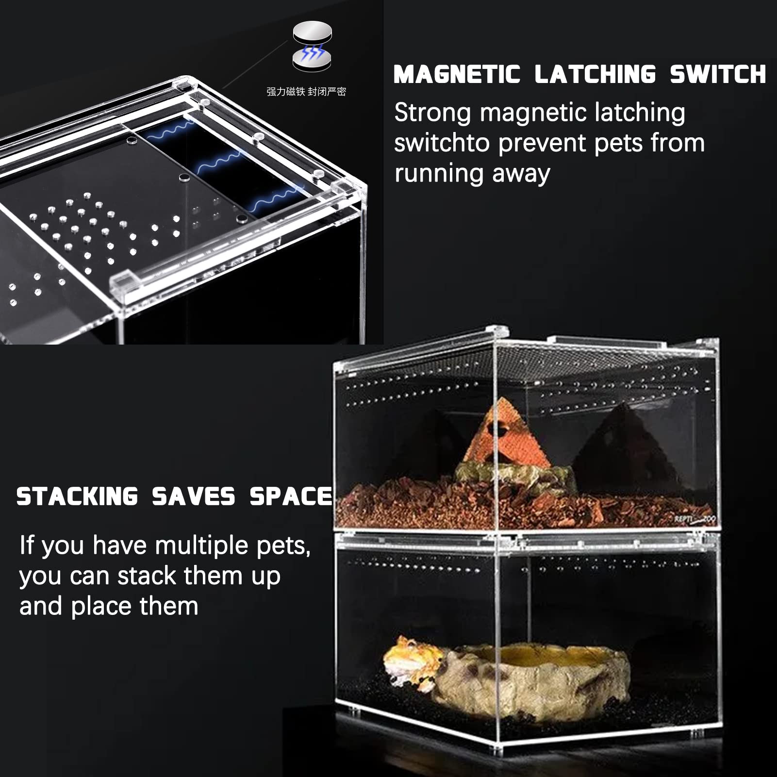 Sanosy Reptile Terrarium - Amphibian Tank Starter Kit, Eco Rainforest Feeding Box, Amphibian Feeding Box, Suitable For Breeding