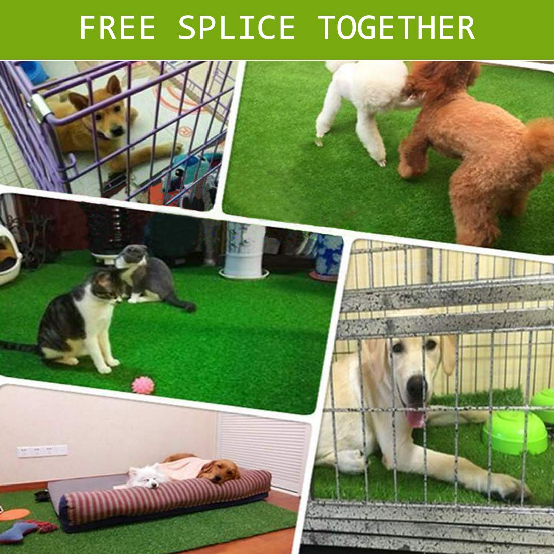 Hamiledyi Artificial Dog Grass Mat,Puppy Pee Pad Turf Rug Pet Indoor Replacement Potty Training With Drainage Holes For Dog Patio Lawn Decoration, 23.6”X 11.8”, 3Pcs