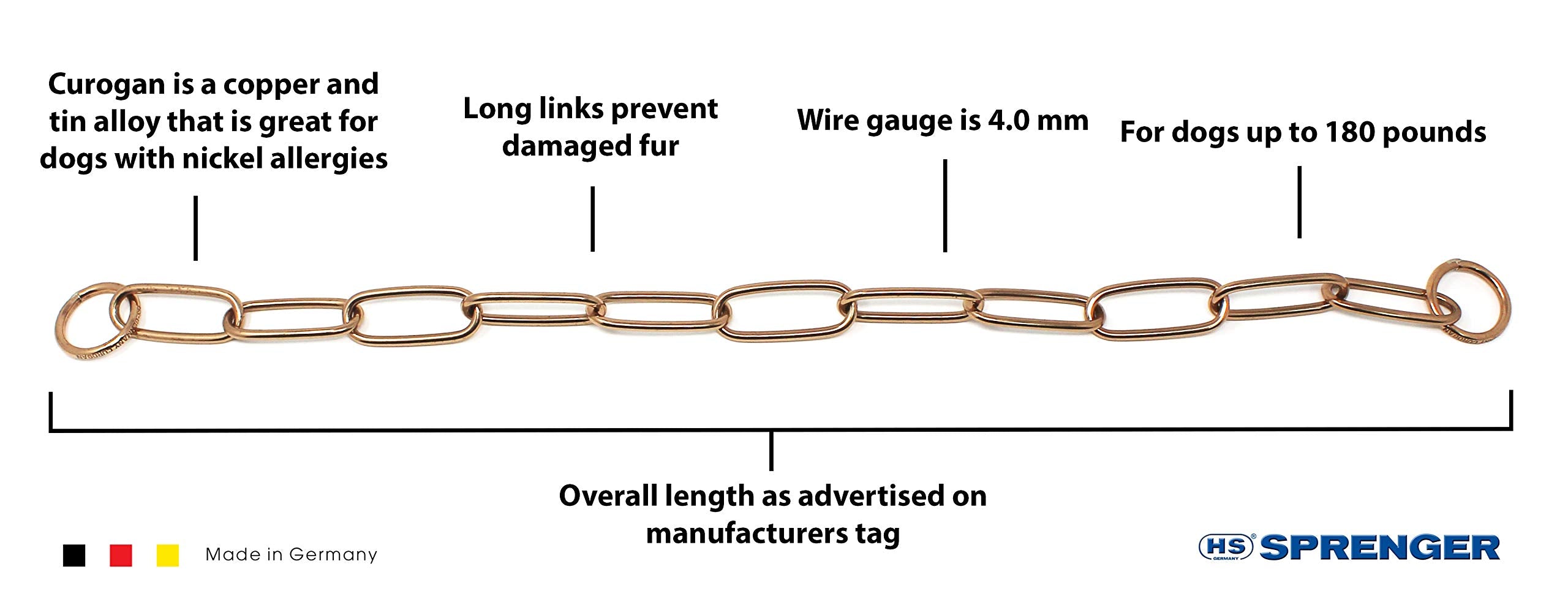 Herm Sprenger Curogan Long Link Fur Saver Dog Training Collar Hypoallergenic Nickel Free No-Pull Slip Chain For Small Medium Large Dogs For Easy Control Made In Germany 4Mm 26In 67Cm