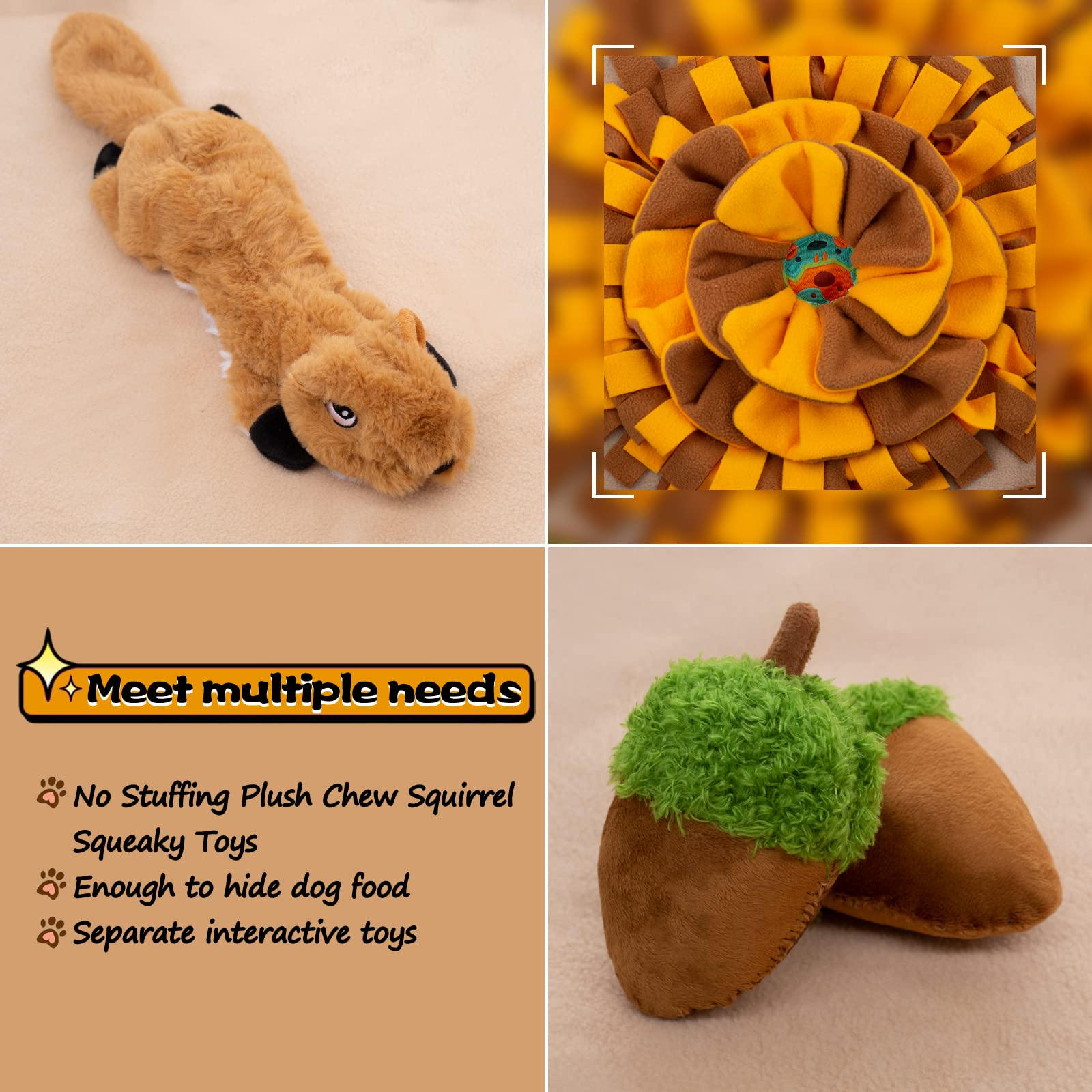 Meilzer Snuffle Mat For Dogs - Interactive Dog Puzzle Mat For Training, Stress Relief And Encouraging Natural Foraging Skills (Brown)