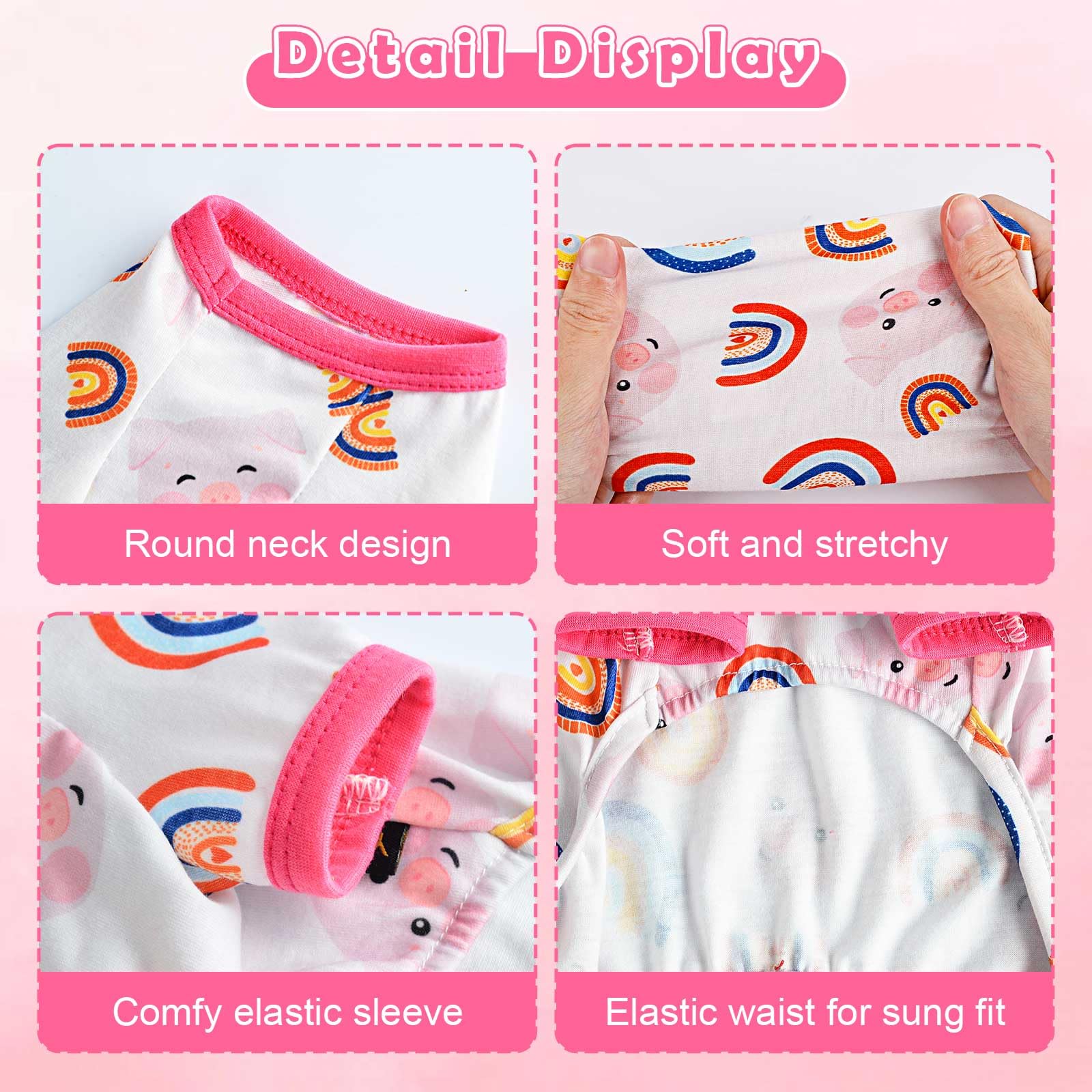 Dosuyi Dog Pajamas Spring Summer Pet Clothes For Small Dogs Girl Boy Soft Stretchy Puppy Clothes Cat Pjs Pet Jammies Outfit (Pin