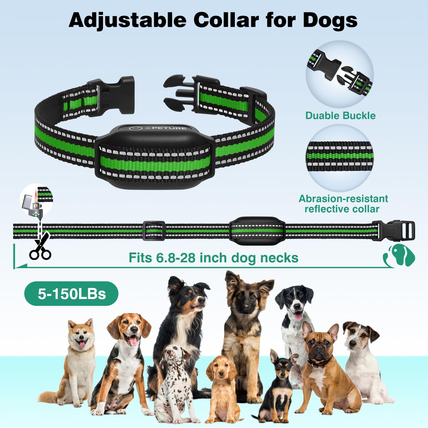 PETURE Dog Shock Collar 2 Pack, 3300FT Rechargeable E-Collar for 5-150Lbs Dogs, IPX7 Waterproof, 4 Training Modes, Remote Control, Black
