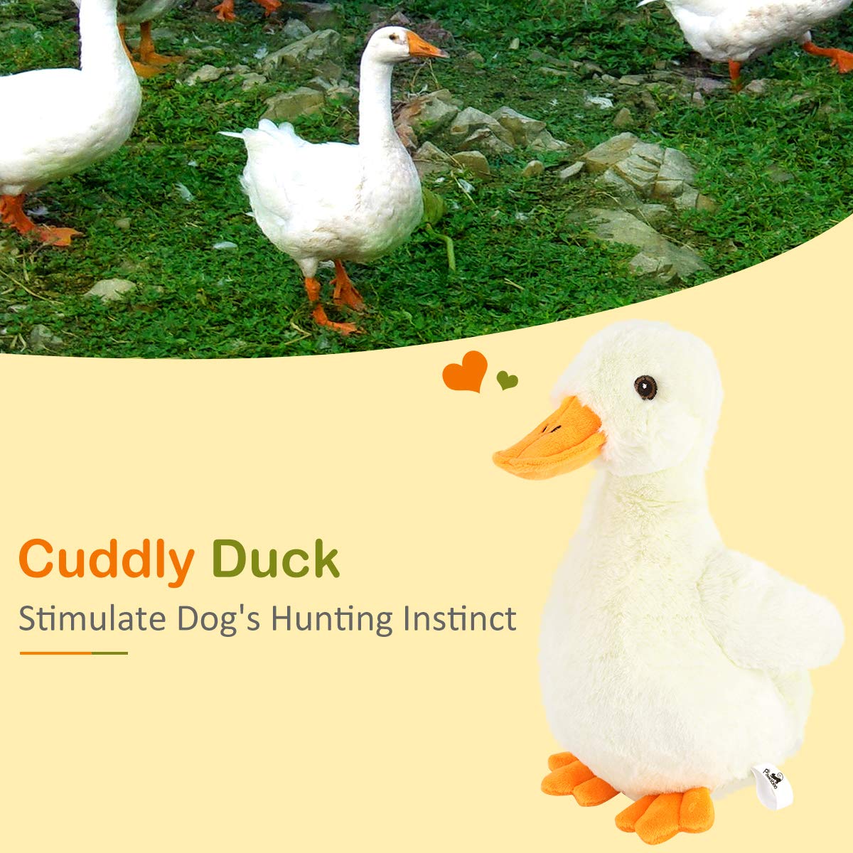 Pawaboo Squeak Plush Duck Dog Toy, Large 12'' Super Soft Plush Stuffed Duck-Shaped Pet Toys, Crinkle Paper Rattle Pet Biting Tra
