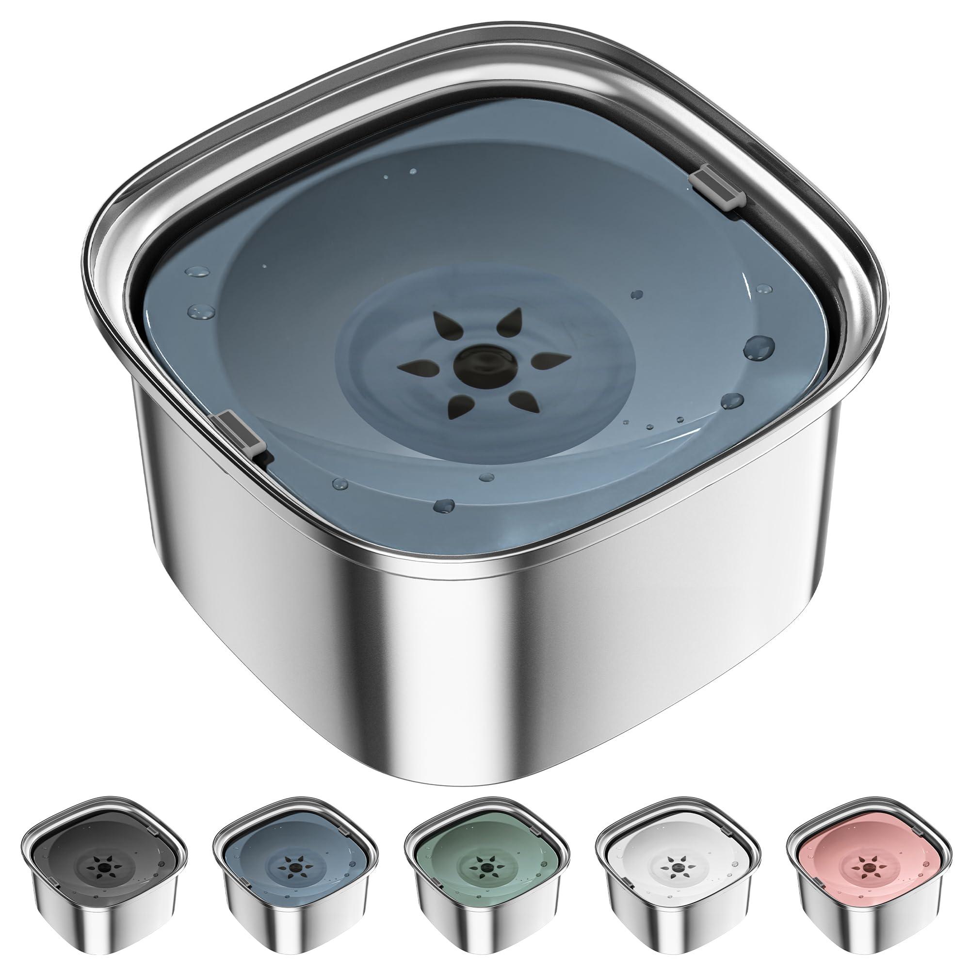 Upsky 3L Stainless Steel Dog Bowl - 101Oz No Spill Slow Water Feeder, Spill Proof Travel Bowl