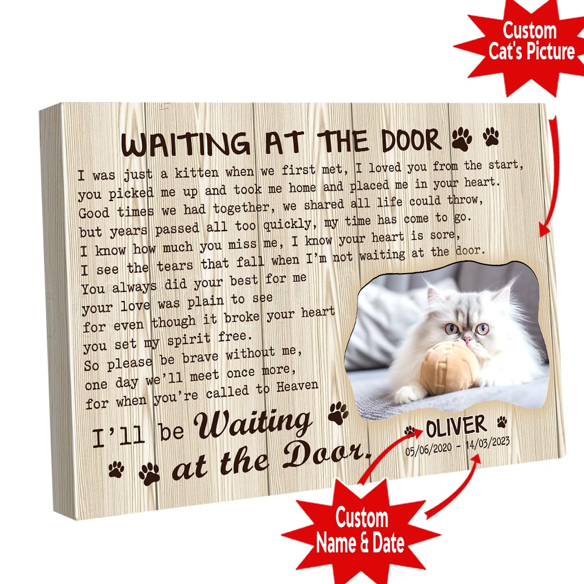 C80812 Funny Cat Memorial Gifts - Personalized Canvas Wall Art Decor With Sayings For Cat Lovers - Custom Size Landscapes