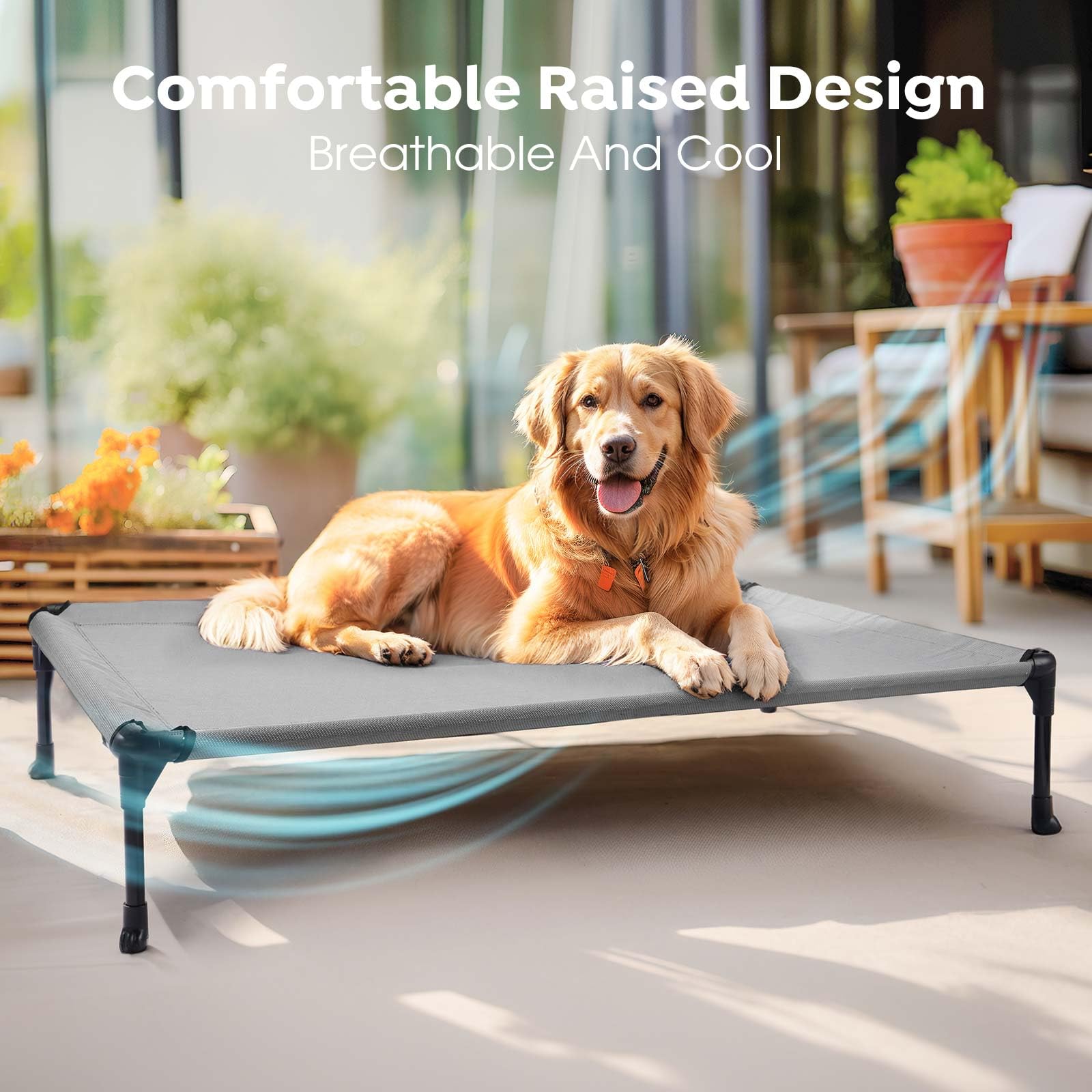 Veehoo Cooling Elevated Dog Bed, Portable Raised Pet Cot With Washable & Breathable Mesh, No-Slip Feet Durable Dog Cots Bed For