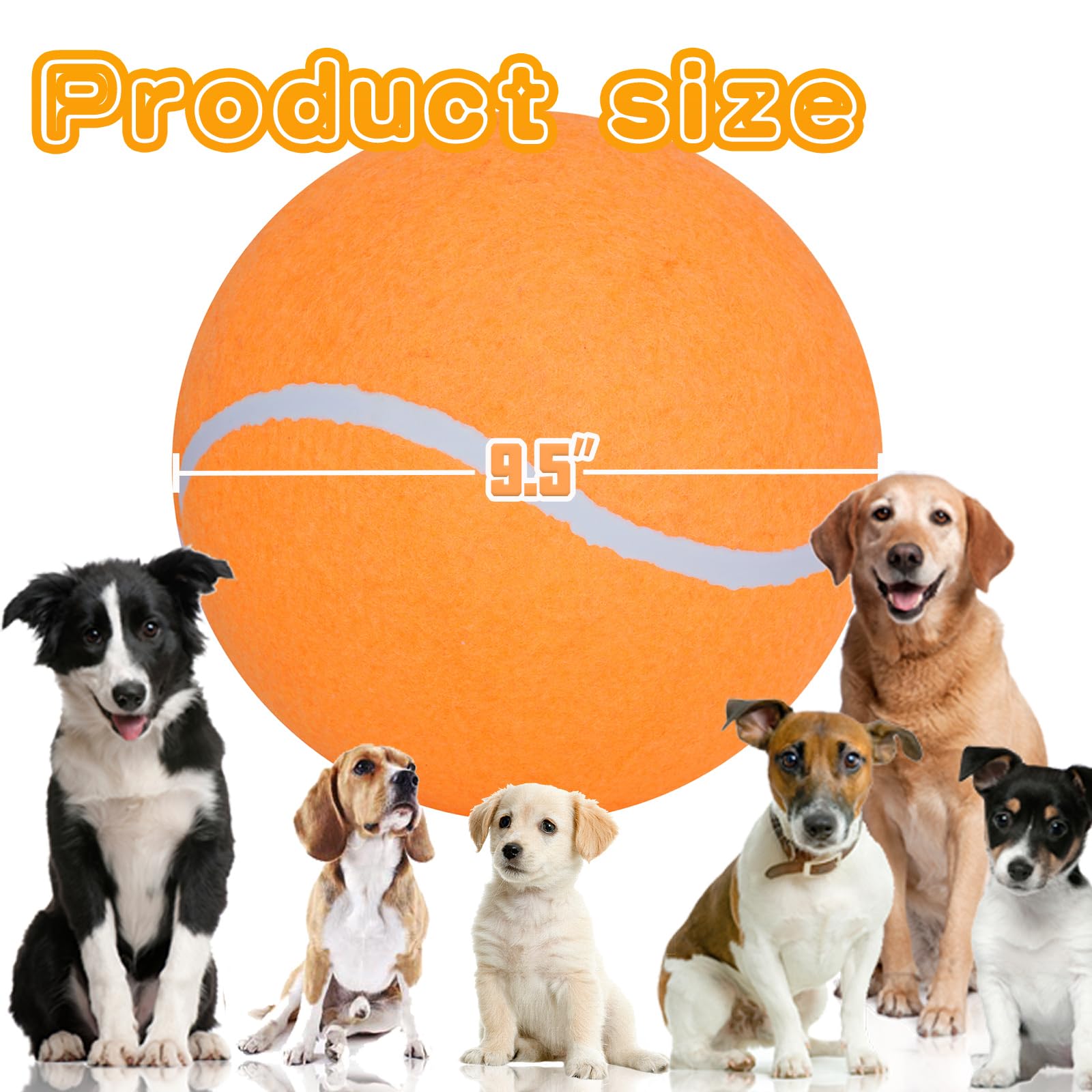 Banfeng Big Tennis Ball For Dogs, Giant Dog Tennis Ball Toy Large Outdoor Sports Gift For Small Medium Large Dog (Orange, 9.5 In